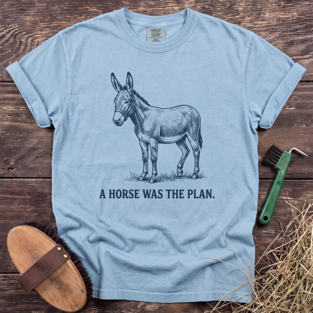 A Horse Was the Plan T-Shirt in Chambray [color: Chambray]
