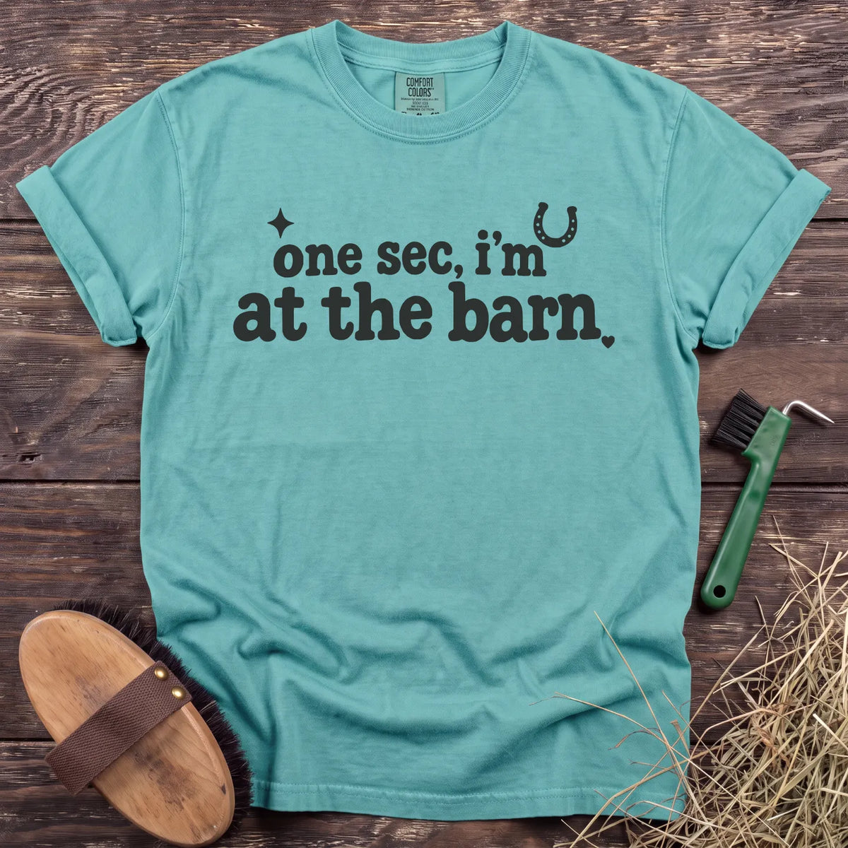 One sec, I’m at the barn graphic T-shirt in Chalky Mint [color: Chalky Mint]