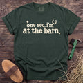One sec, I’m at the barn graphic T-shirt in Moss [color: Moss]