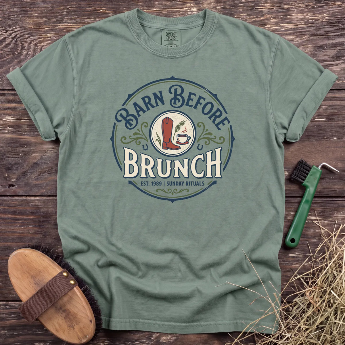 Barn Before Brunch T-Shirt in Bay [color: Bay]