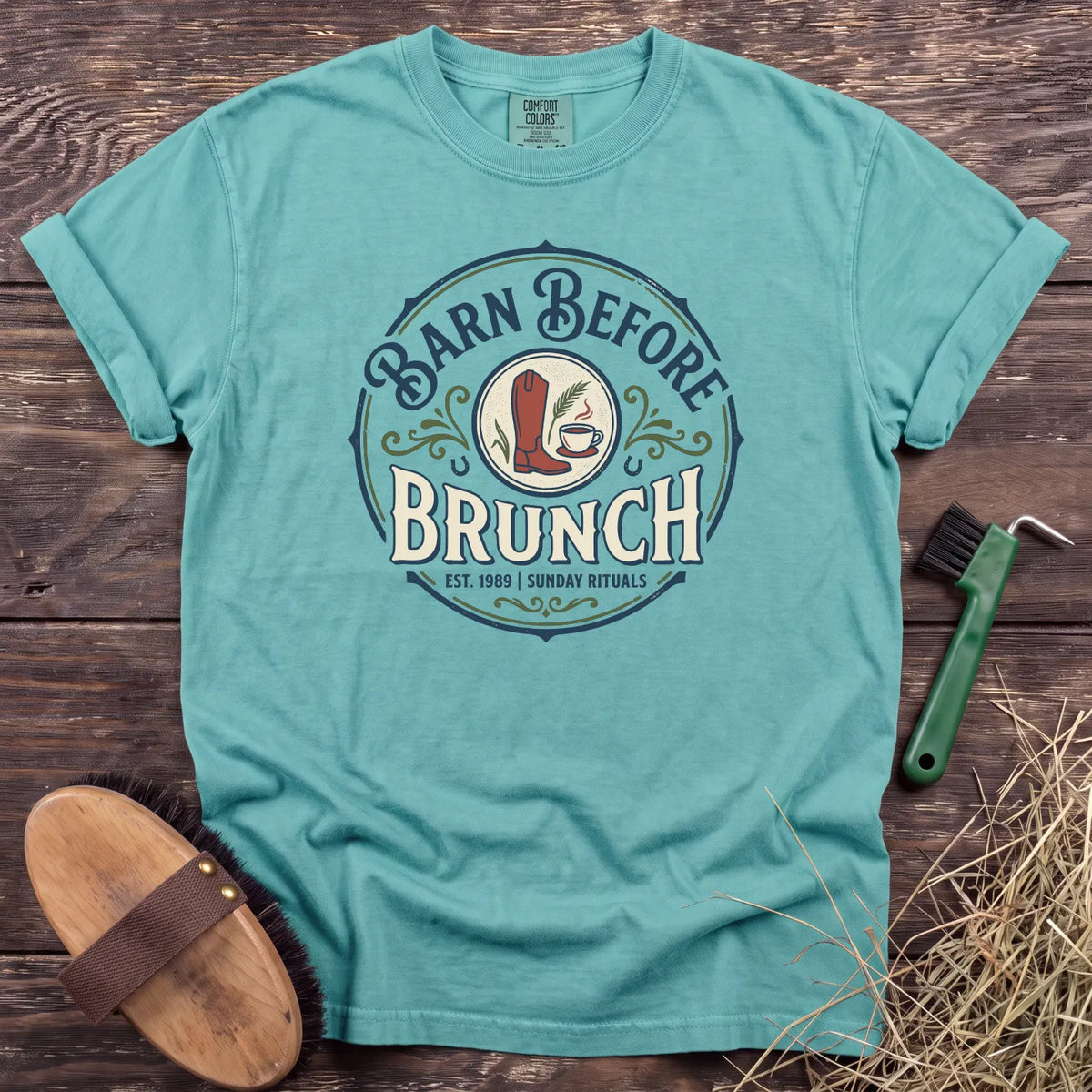 Barn Before Brunch T-Shirt in Chalky Mint [color: Chalky Mint]