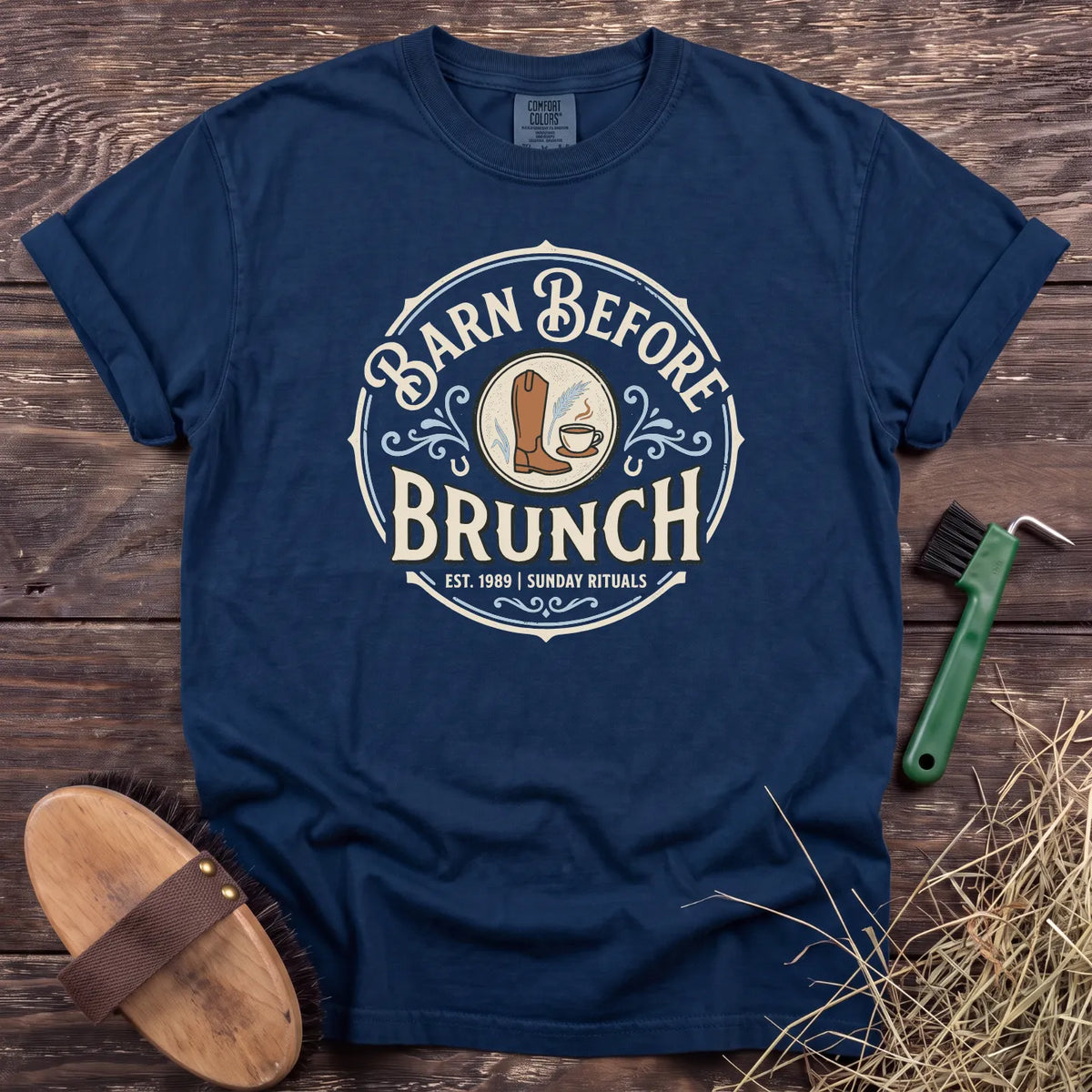 Barn Before Brunch T-Shirt in Navy [color: Navy]