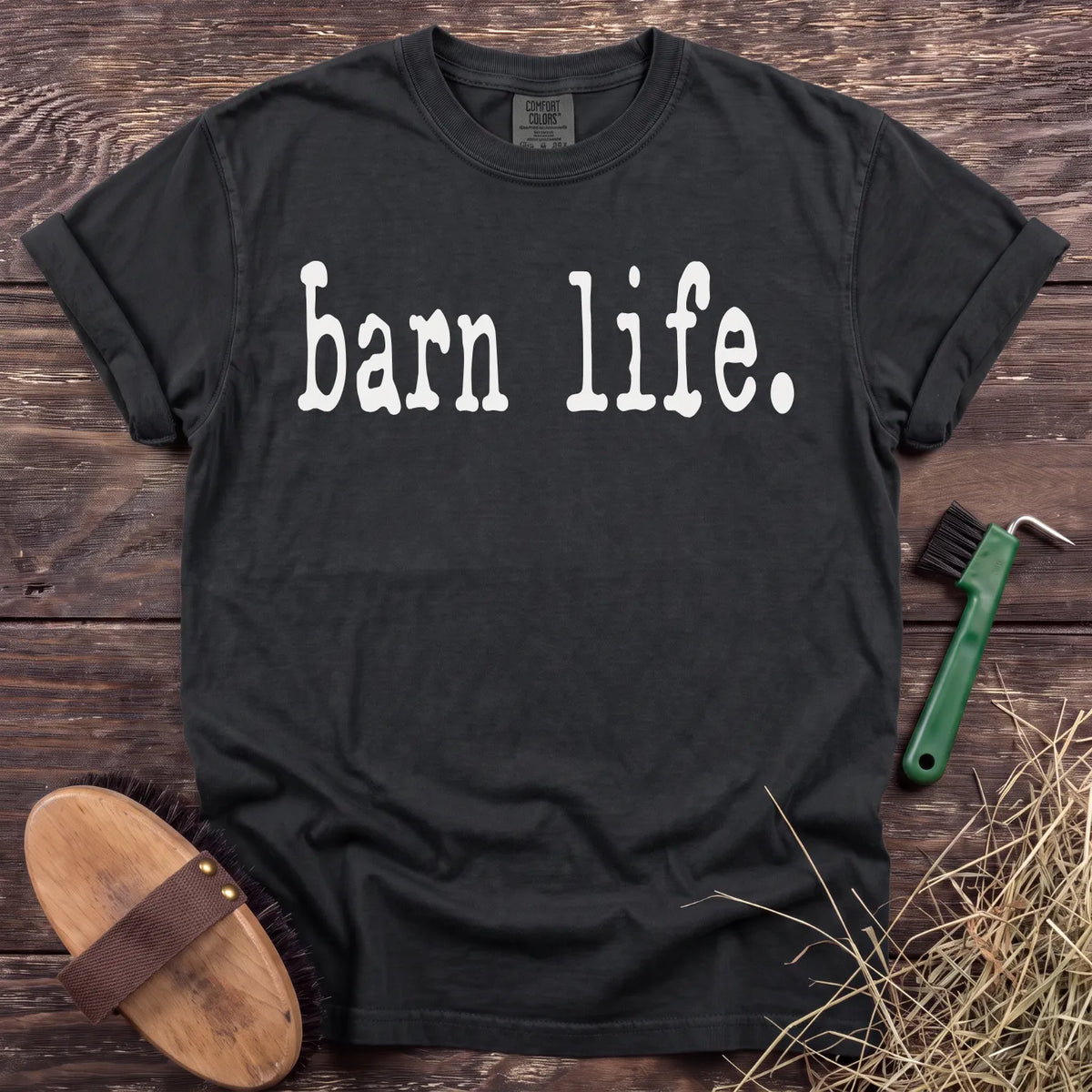 Barn Life graphic T-shirt in Black [color: Black]