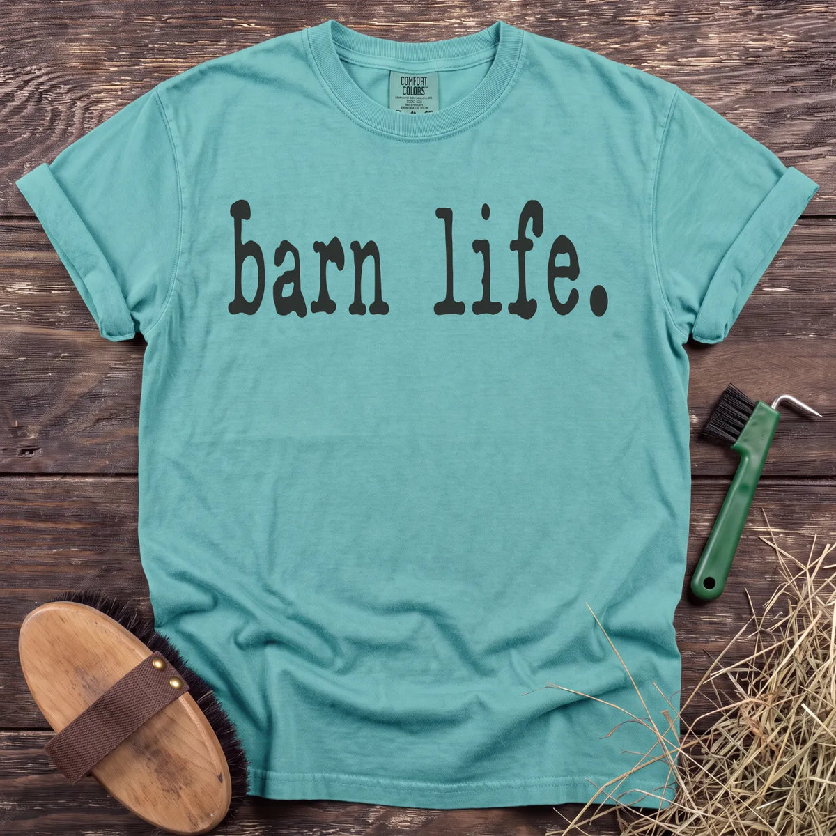 Barn Life graphic T-shirt in Chalky Mint [color: Chalky Mint]