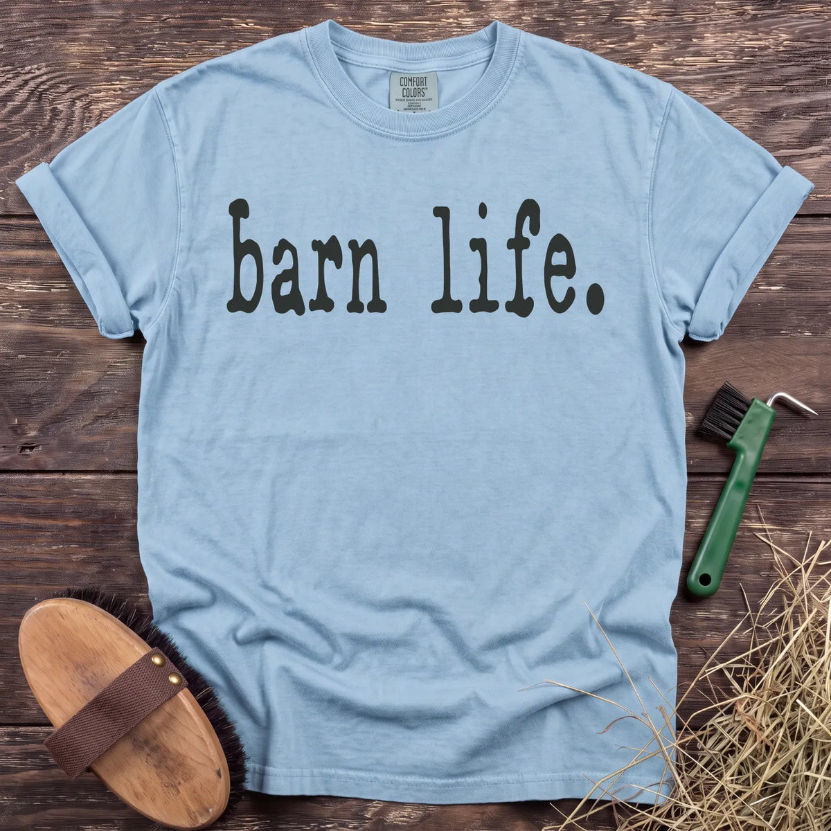 Barn Life graphic T-shirt in Chambray [color: Chambray]