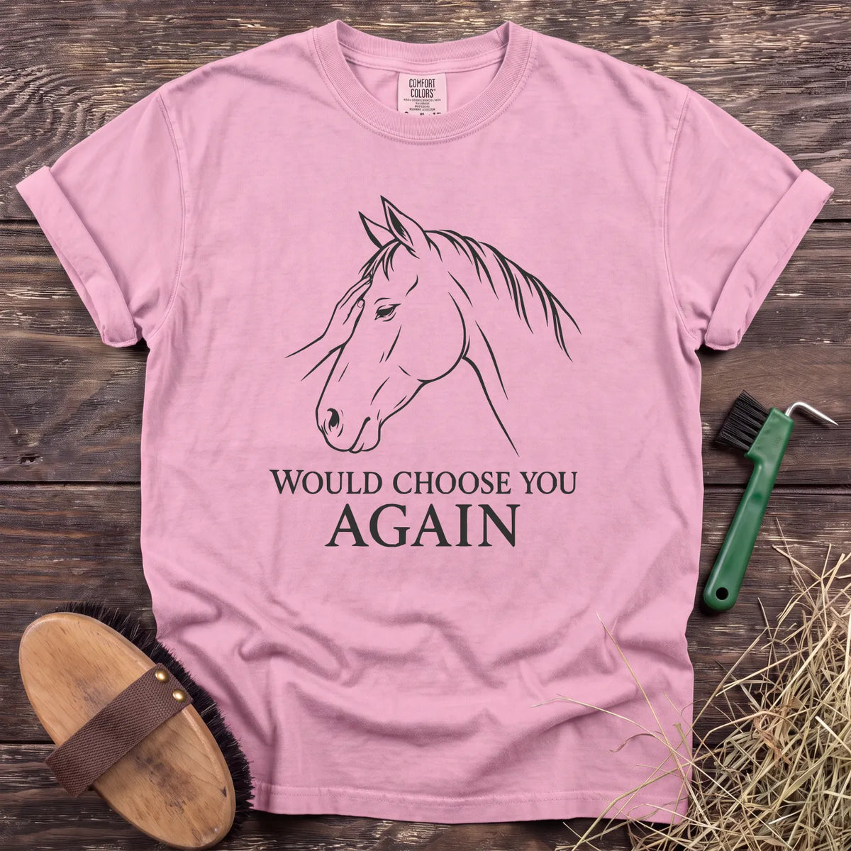 Would Choose You Again horse graphic T-shirt in Blossom [color: Blossom]