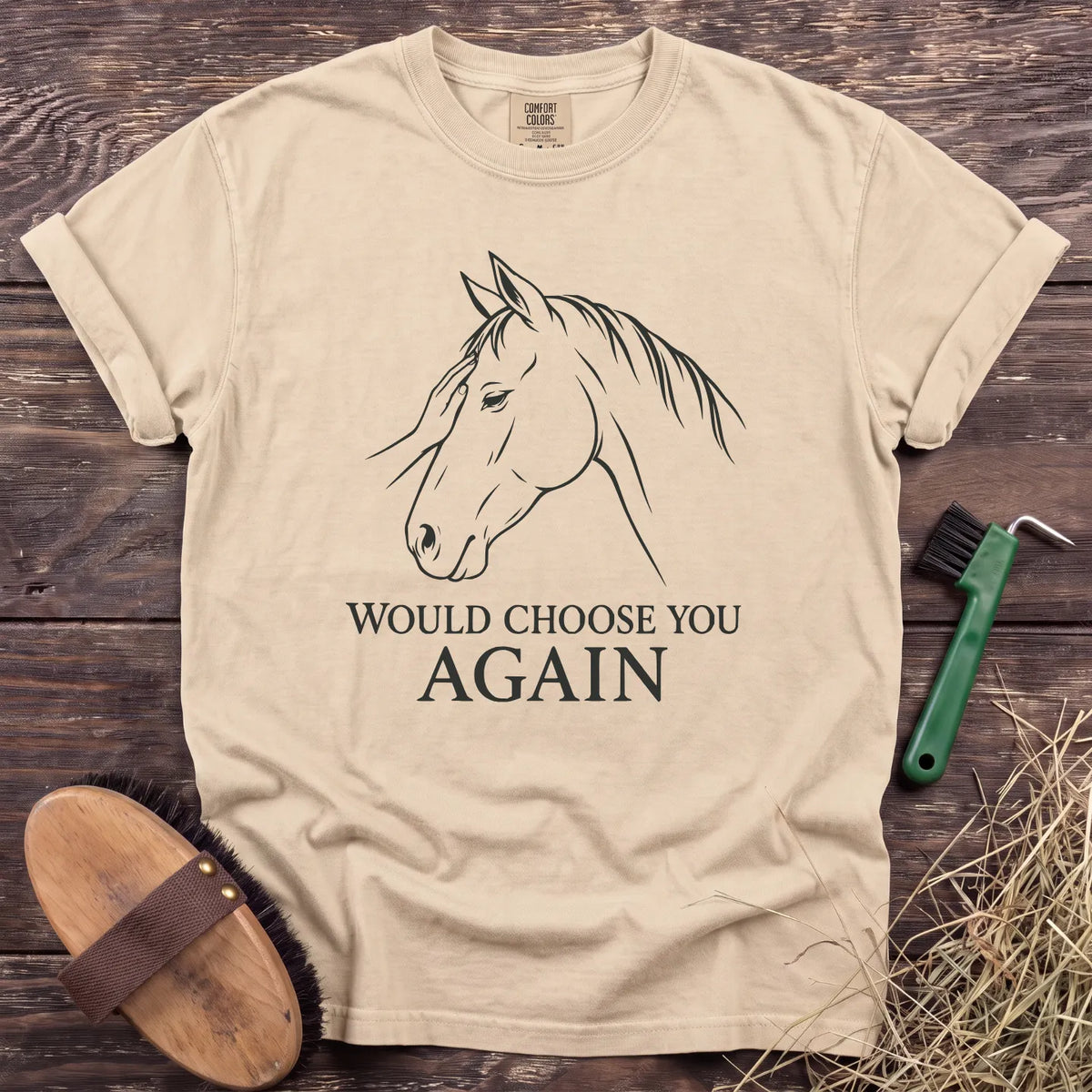Would Choose You Again horse graphic T-shirt in Ivory [color: Ivory]