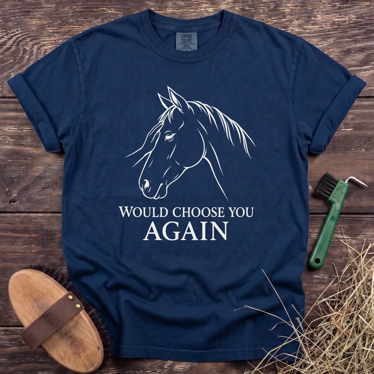 Would Choose You Again horse graphic T-shirt in Navy [color: Navy]