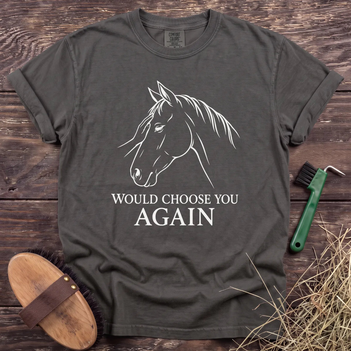Would Choose You Again horse graphic T-shirt in Pepper [color: Pepper]