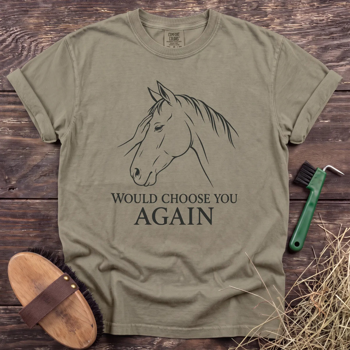 Would Choose You Again horse graphic T-shirt in Sandstone [color: Sandstone]