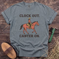 Clock Out Canter On T-Shirt in Granite [color: Granite]