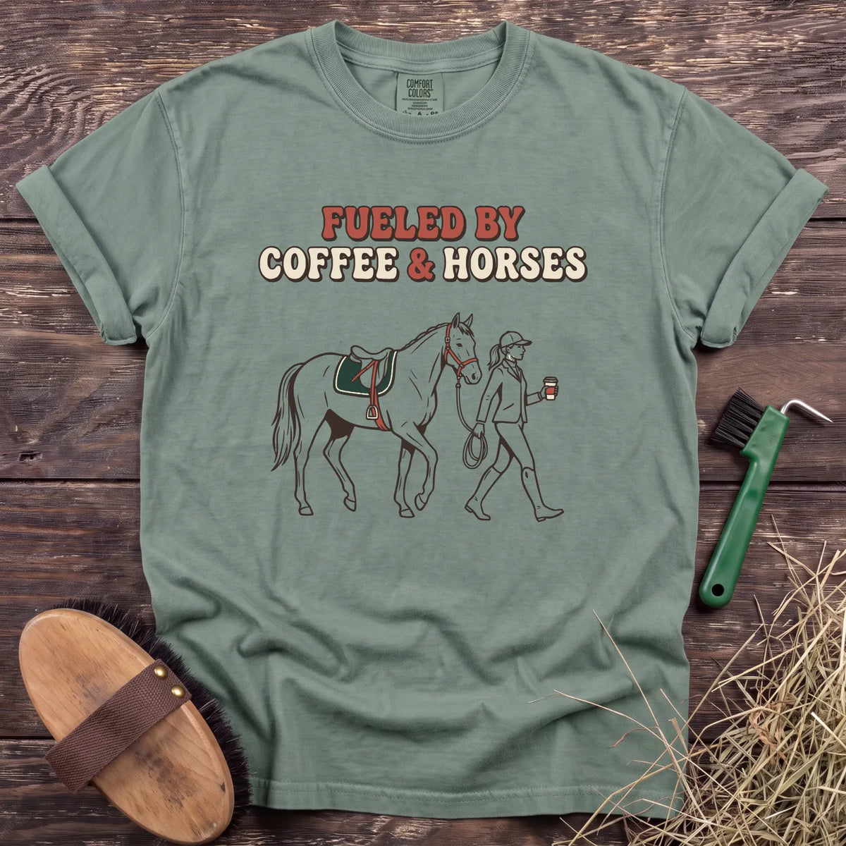 Coffee & Horses T-Shirt in Bay [color: Bay]