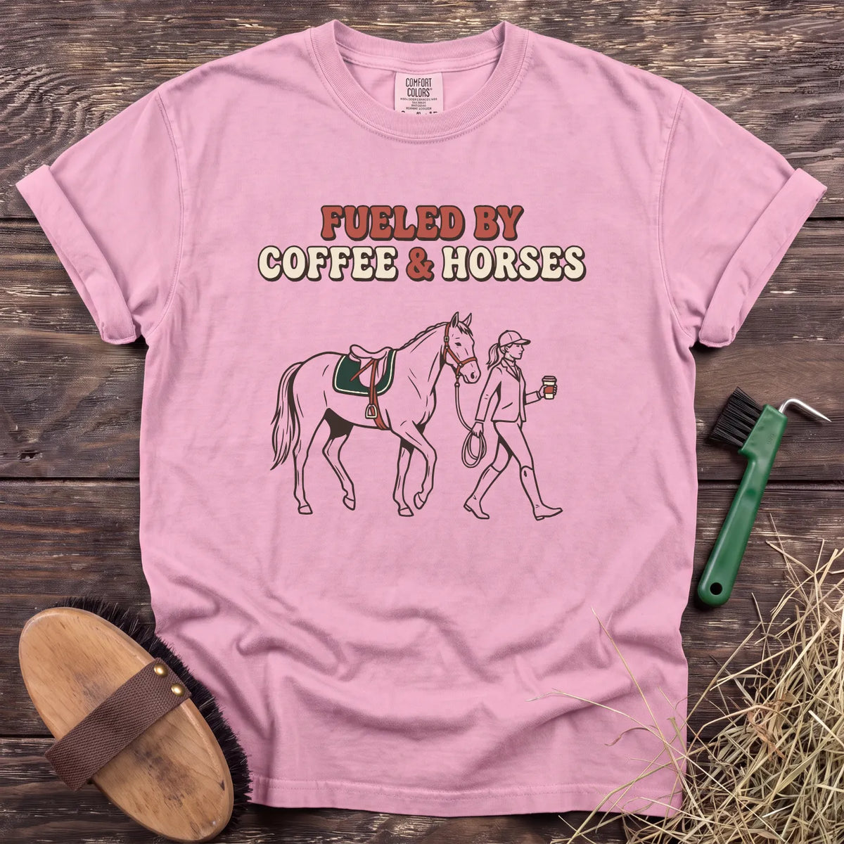 Coffee & Horses T-Shirt in Blossom [color: Blossom]