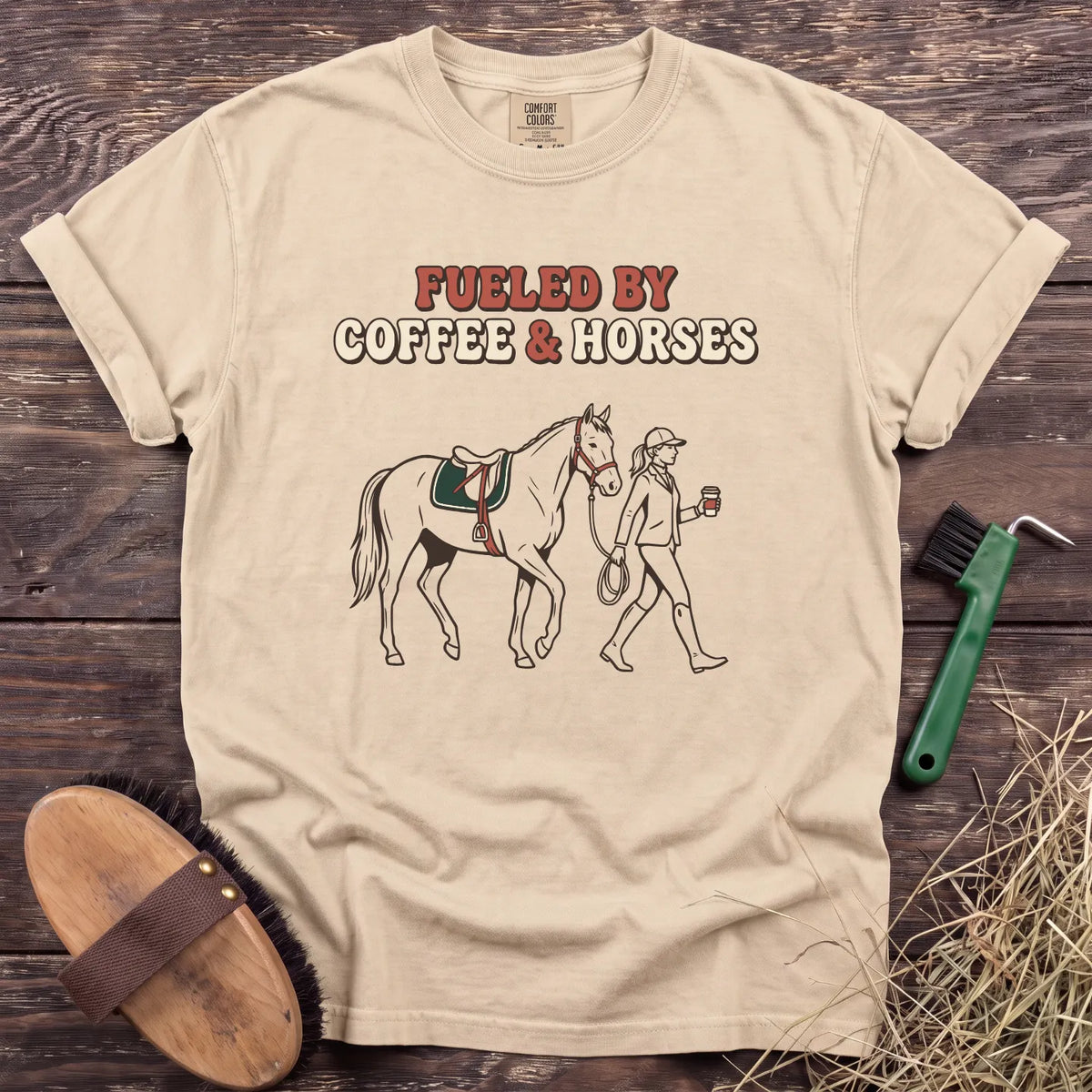 Coffee & Horses T-Shirt in Ivory [color: Ivory]