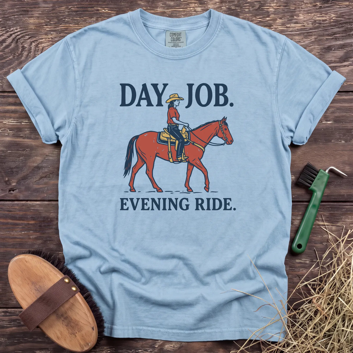Day Job Evening Ride T-Shirt in Chambray [color: Chambray]