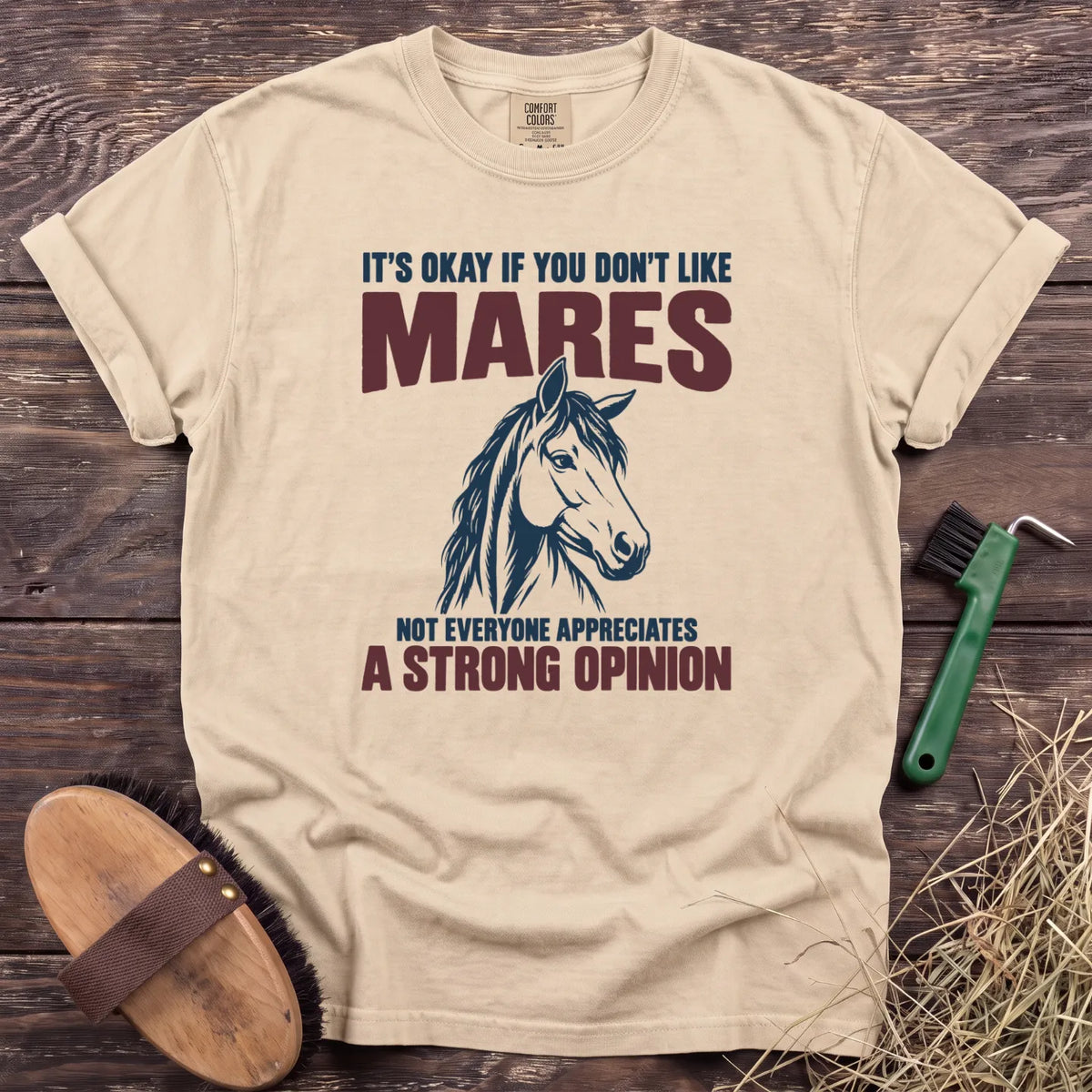 Don't like mares, strong opinion horse graphic T-shirt in Ivory [color: Ivory]