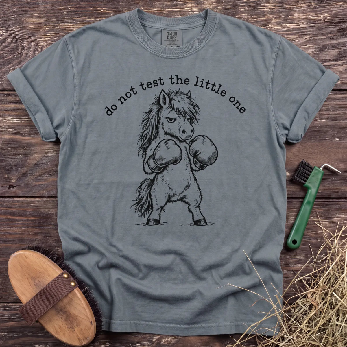 Do not test the little one pony with boxing gloves T-shirt in Granite [color: Granite]