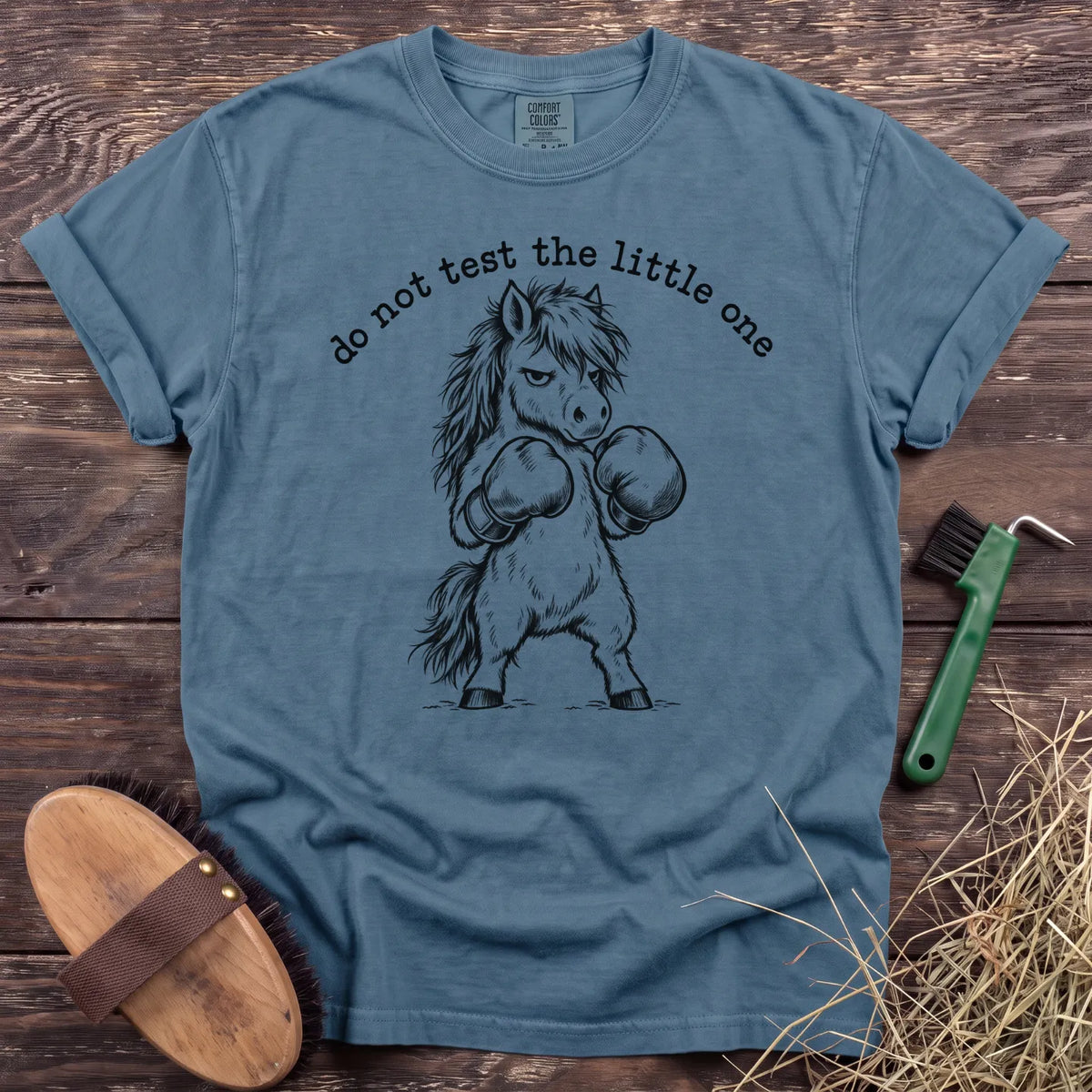 Do not test the little one pony with boxing gloves T-shirt in Ice Blue [color: Ice Blue]