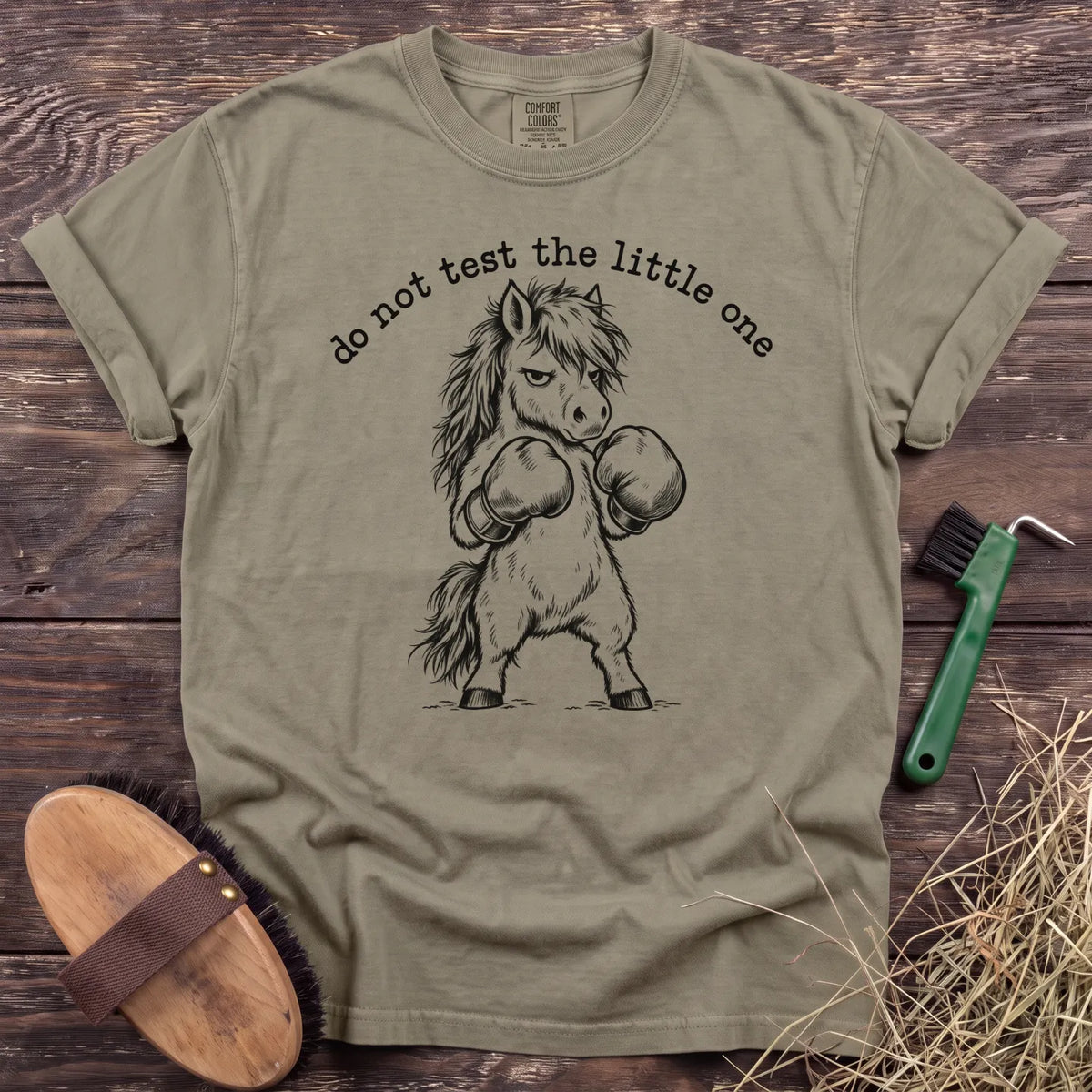 Do not test the little one pony with boxing gloves T-shirt in Sandstone [color: Sandstone]
