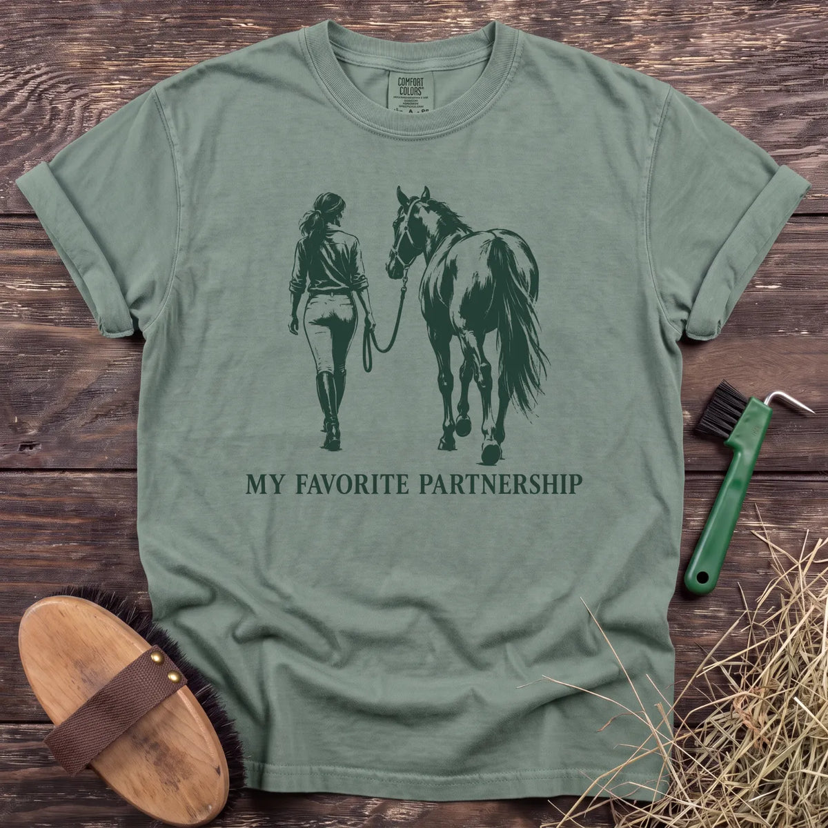 My Favorite Partnership rider and horse T-shirt in Bay [color: Bay]