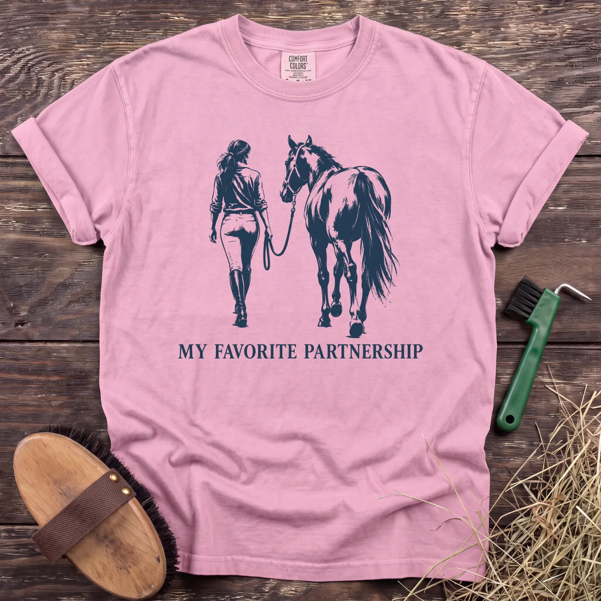 My Favorite Partnership rider and horse T-shirt in Blossom [color: Blossom]