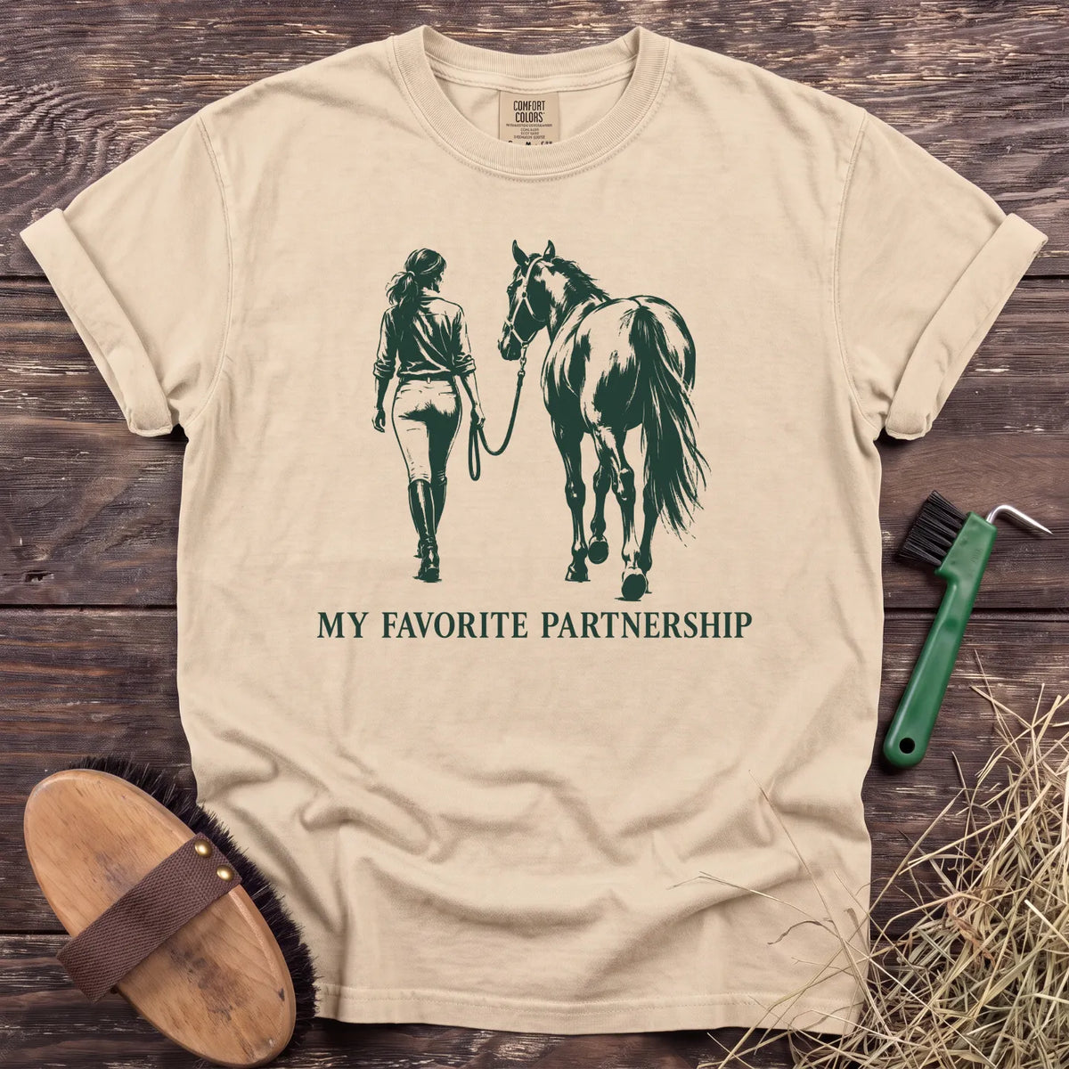 My Favorite Partnership rider and horse T-shirt in Ivory [color: Ivory]