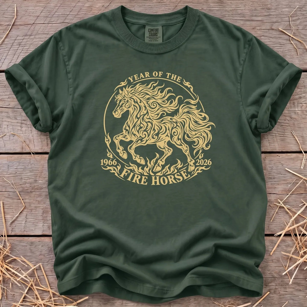 Fire Horse T-Shirt in Moss [color: Moss]