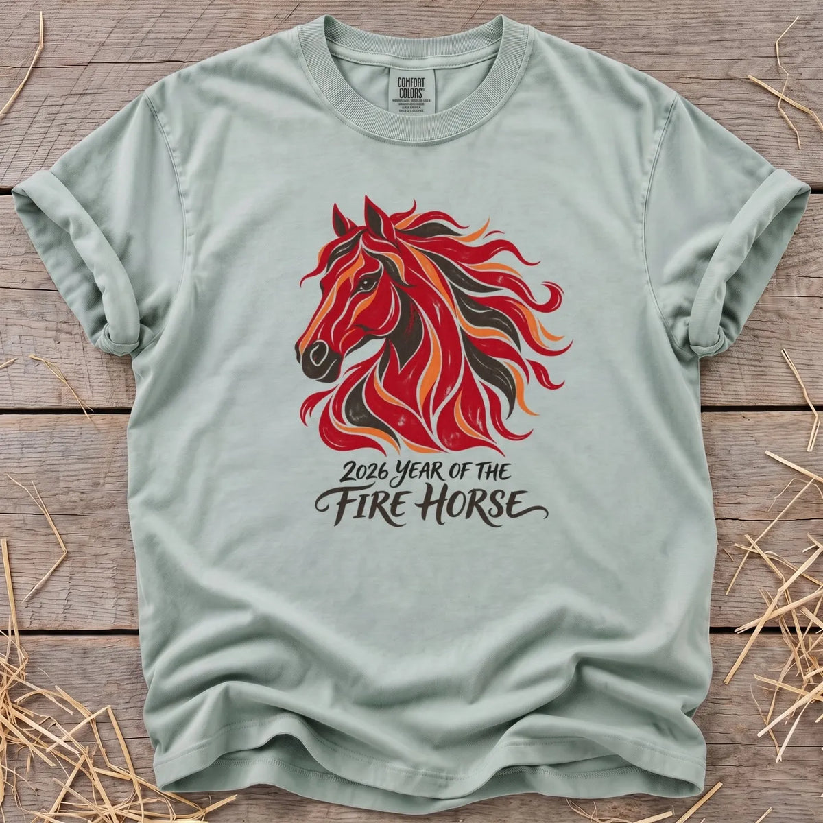 Fire Horse Portrait T-Shirt in Bay [color: Bay]