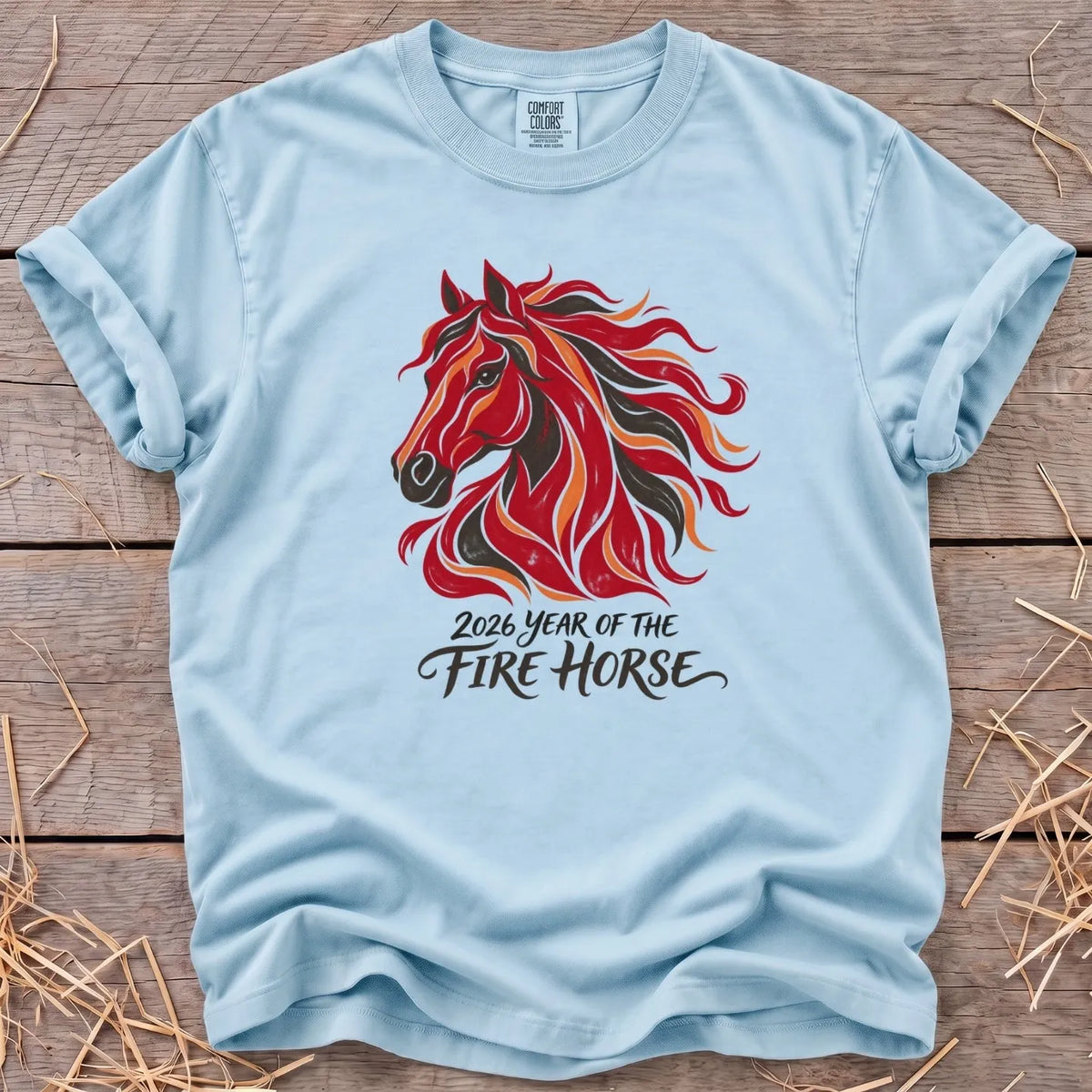 Fire Horse Portrait T-Shirt in Chambray [color: Chambray]