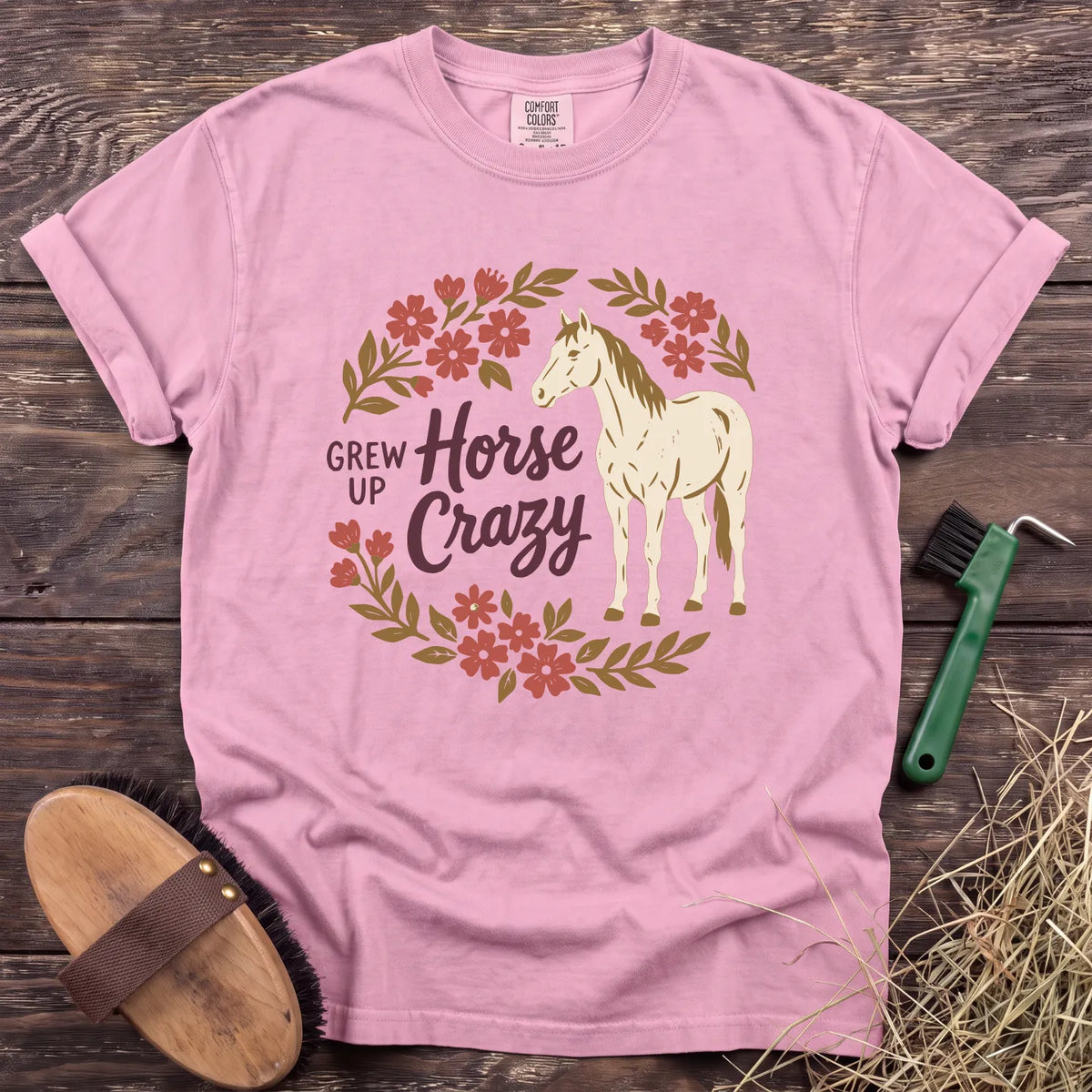 Grew Up Horse Crazy T-Shirt in Blossom [color: Blossom]