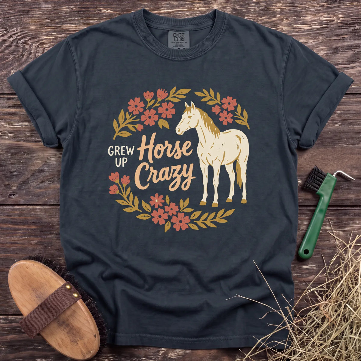 Grew Up Horse Crazy T-Shirt in Graphite [color: Graphite]