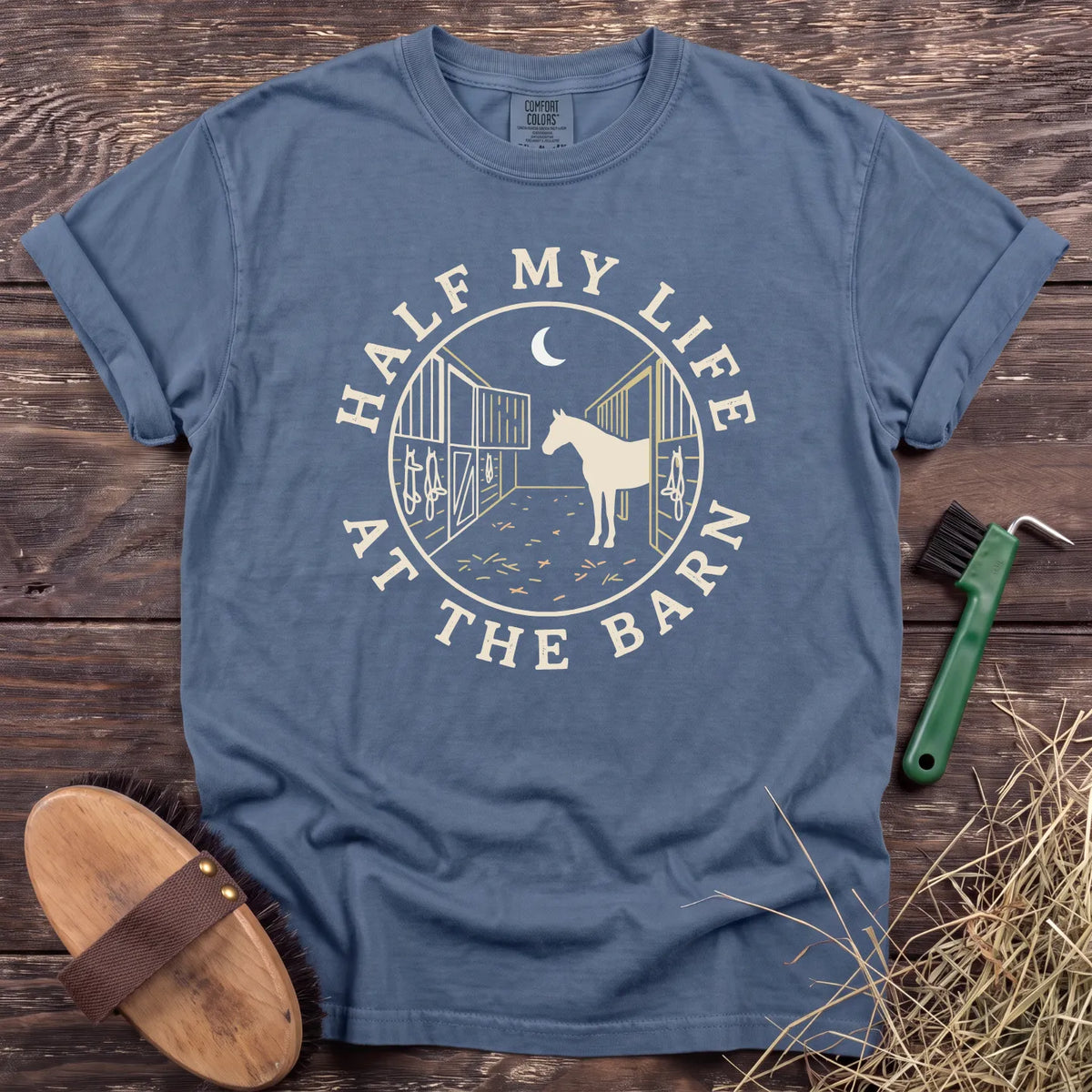 Half My Life at the Barn T-Shirt in Blue Jean [color: Blue Jean]