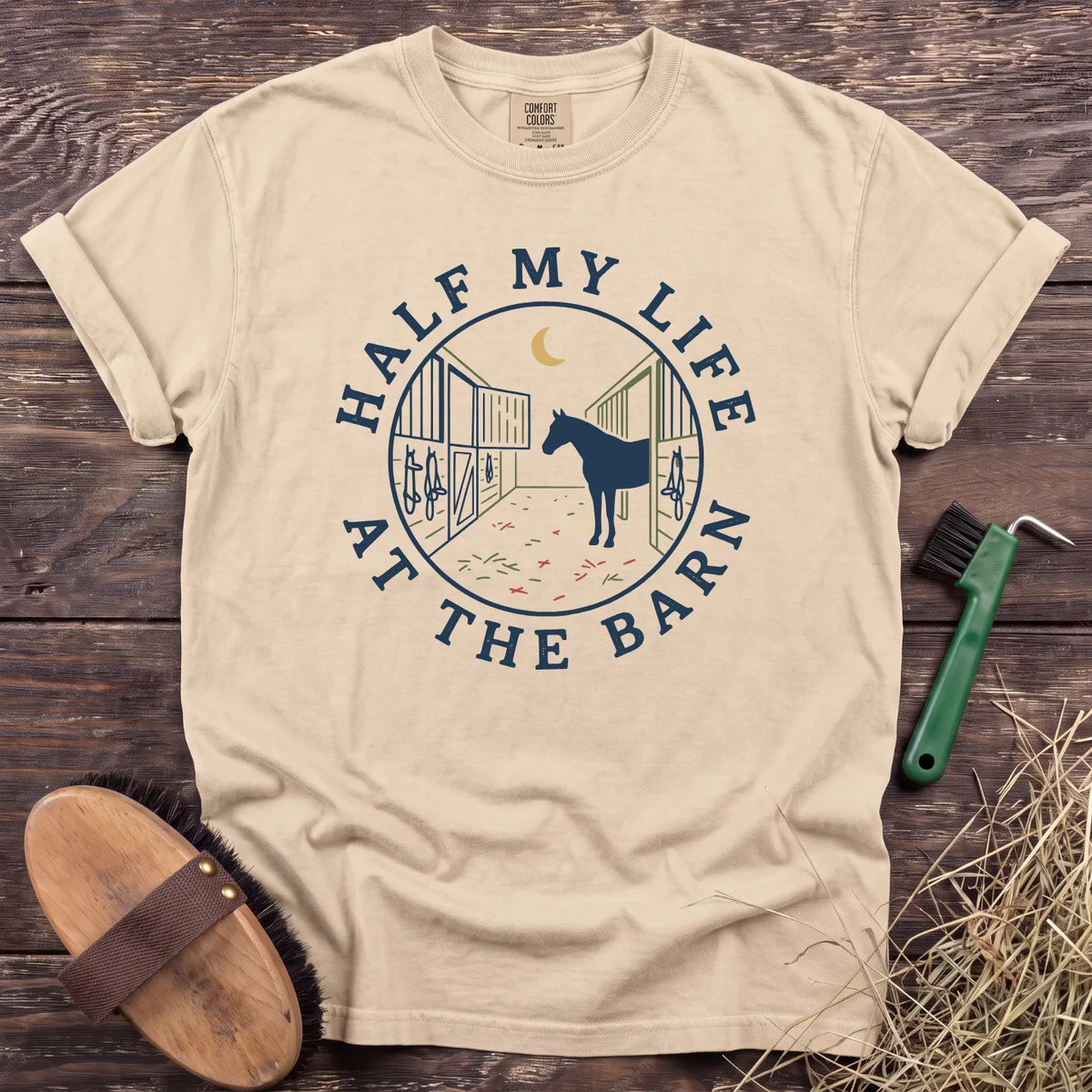 Half My Life at the Barn T-Shirt in Ivory [color: Ivory]