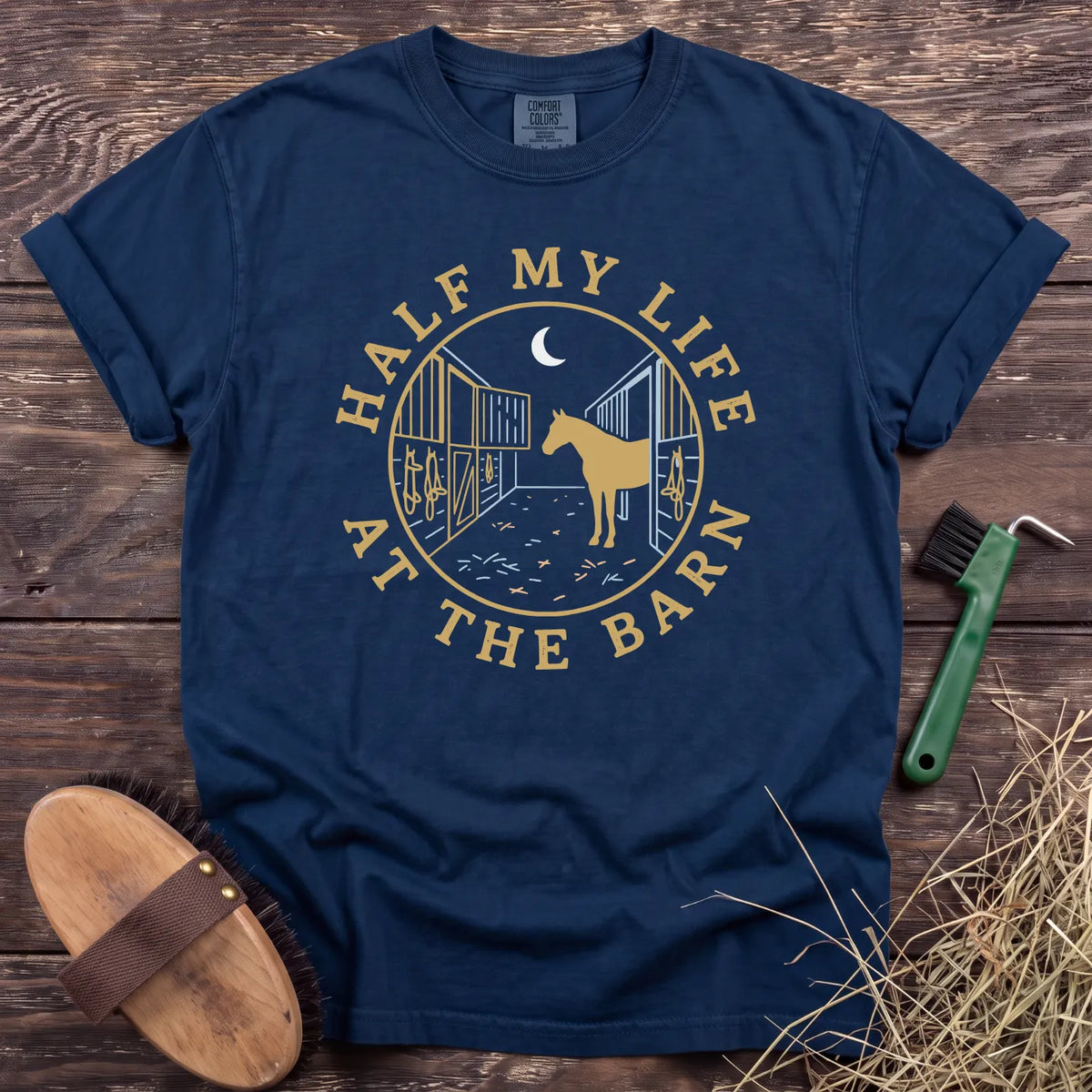 Half My Life at the Barn T-Shirt in Navy [color: Navy]