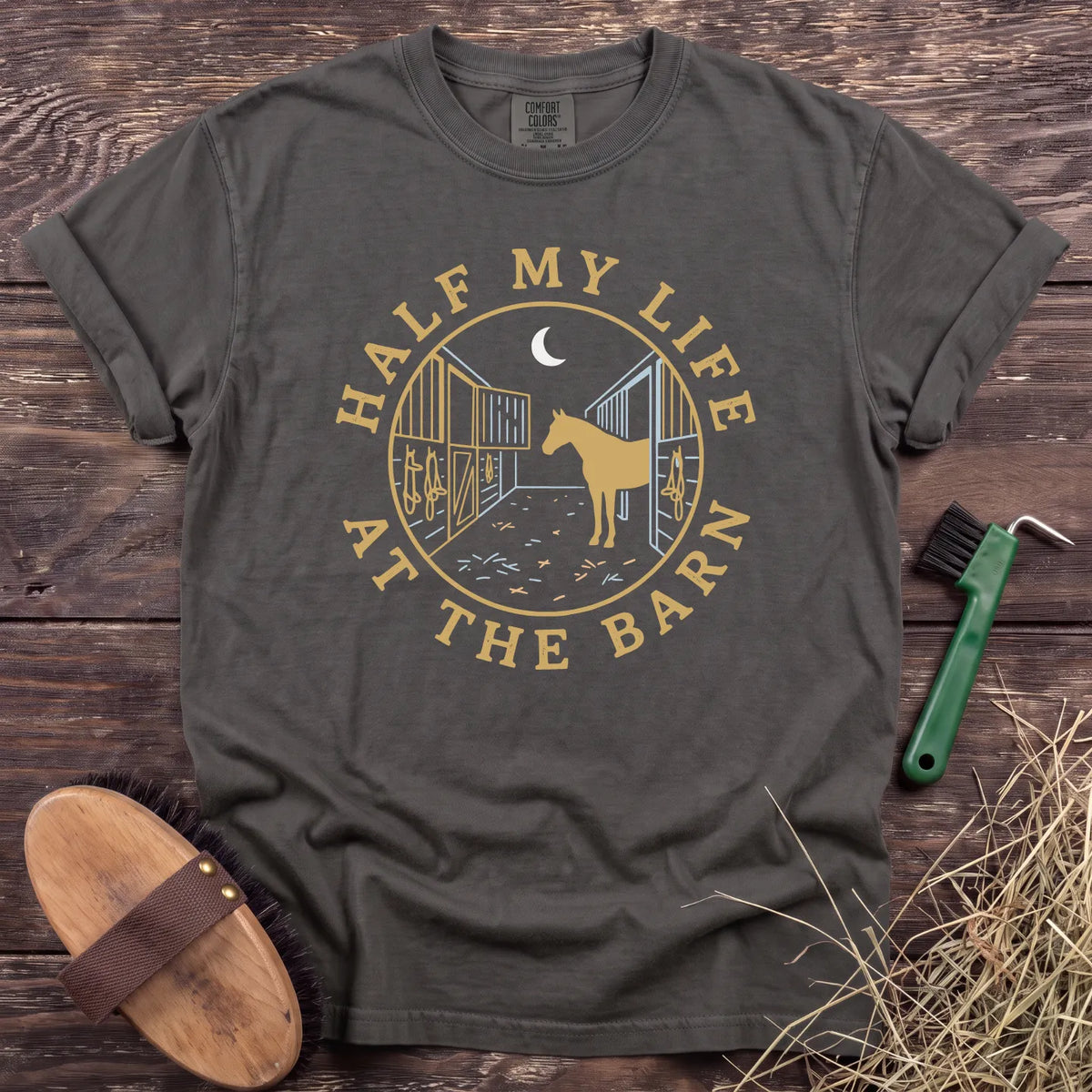 Half My Life at the Barn T-Shirt in Pepper [color: Pepper]