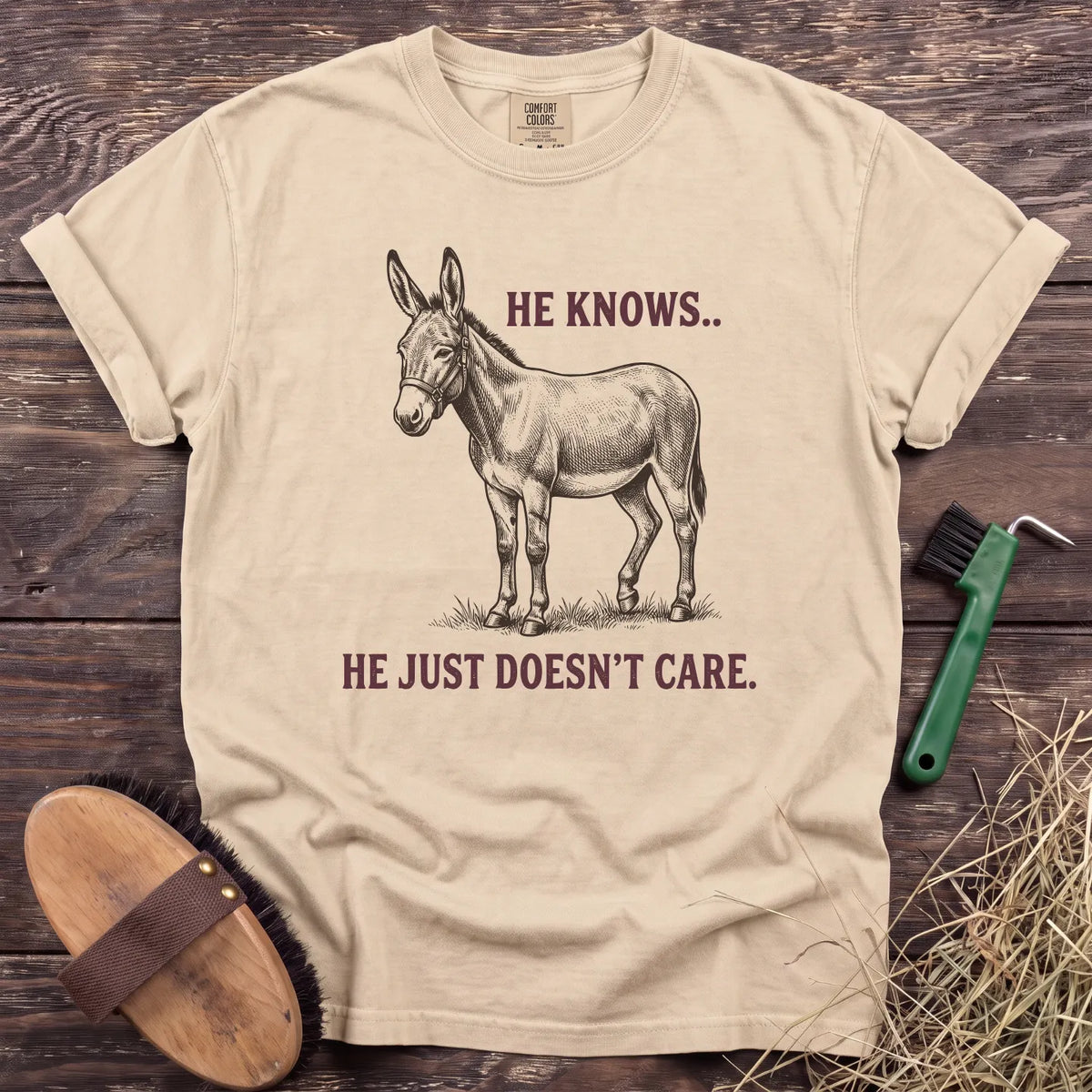 He Knows, Doesn’t Care T-Shirt in Ivory [color: Ivory]