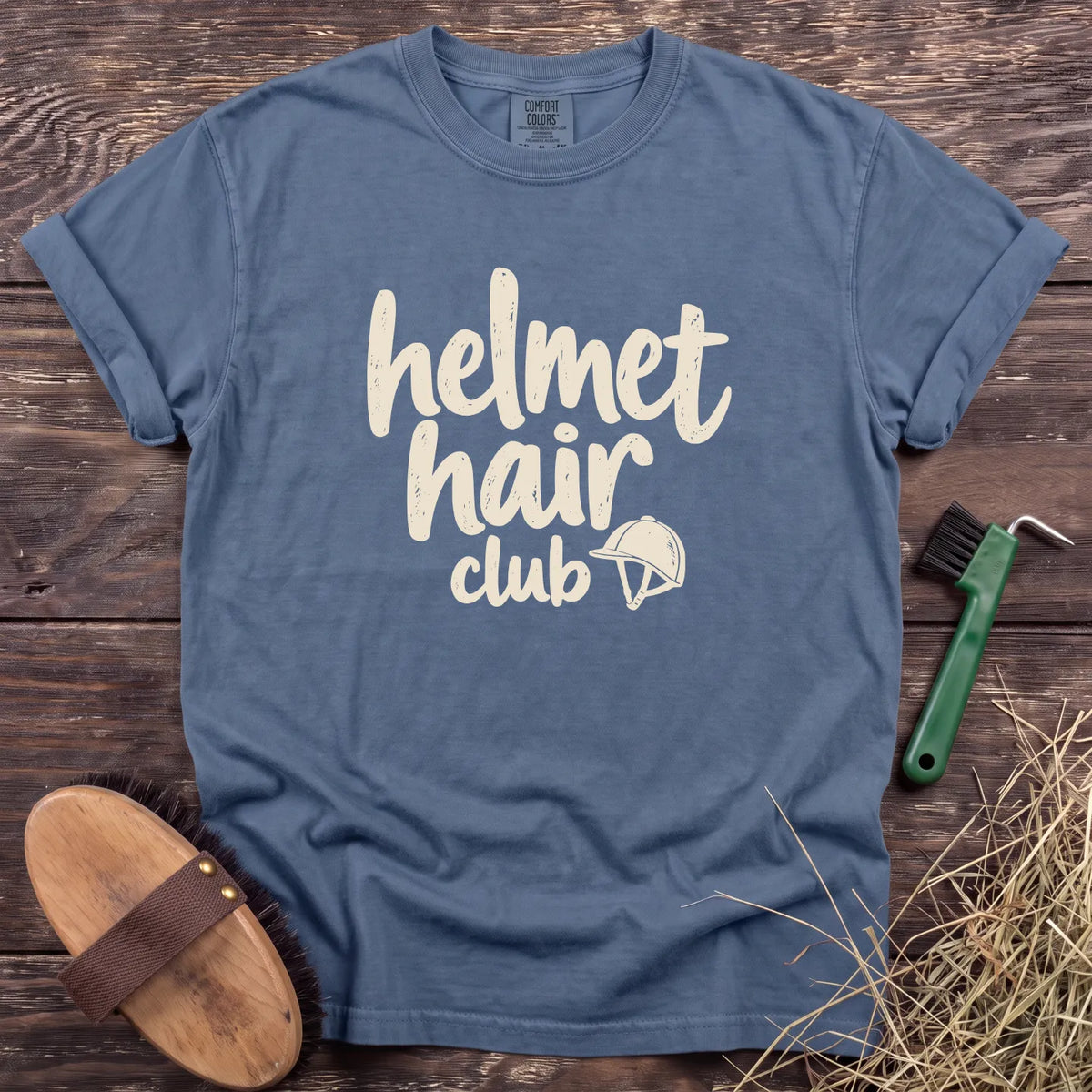 Helmet Hair Club T-Shirt in Blue Jean [color: Blue Jean]