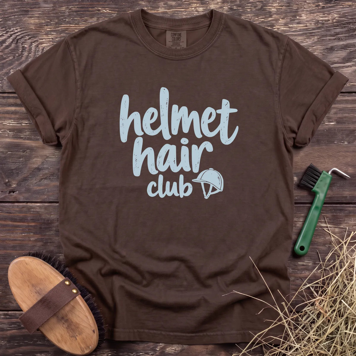 Helmet Hair Club T-Shirt in Espresso [color: Espresso]