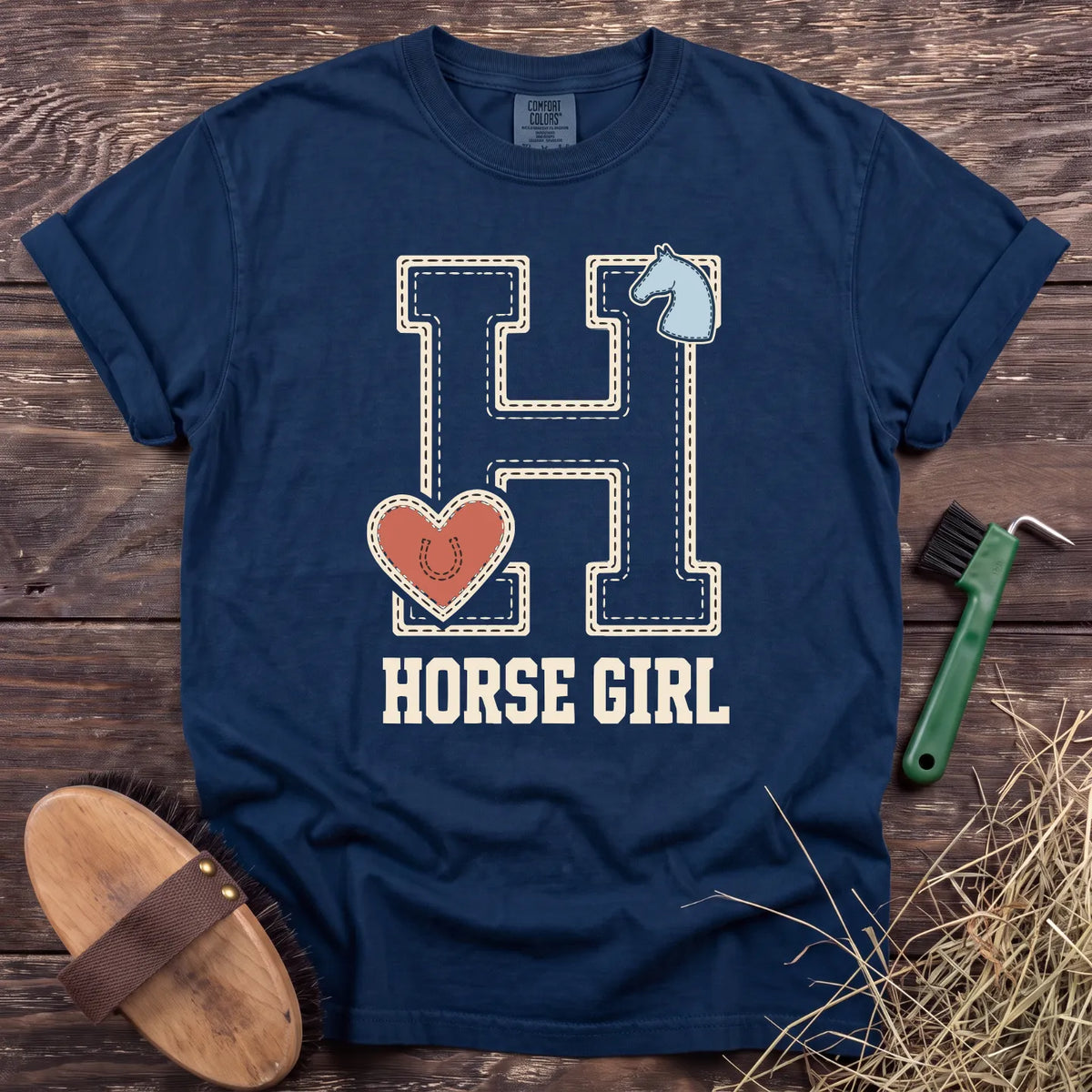 Horse Girl T-Shirt in Navy [color: Navy]