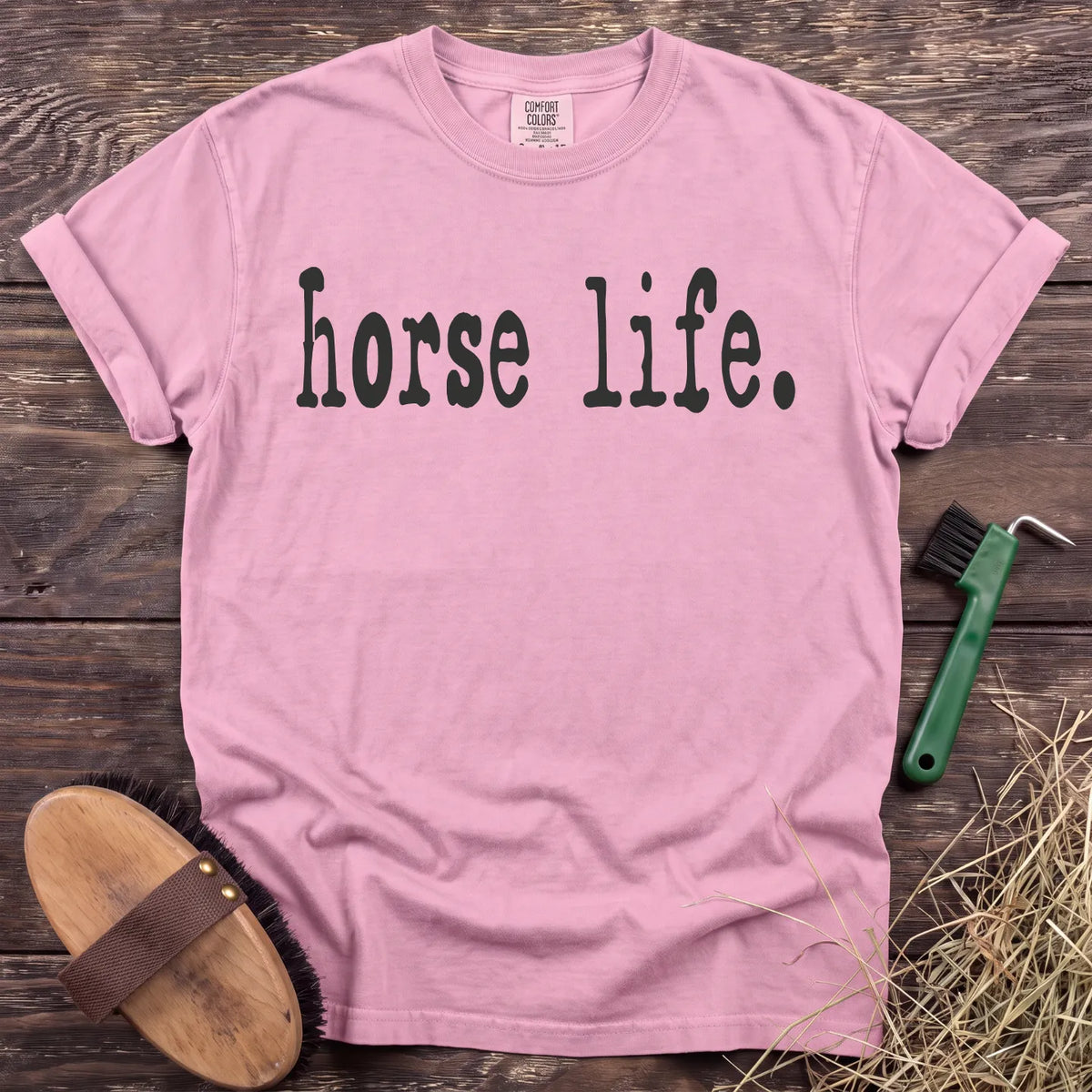 Horse life lettering T-shirt in Blossom [color: Blossom]