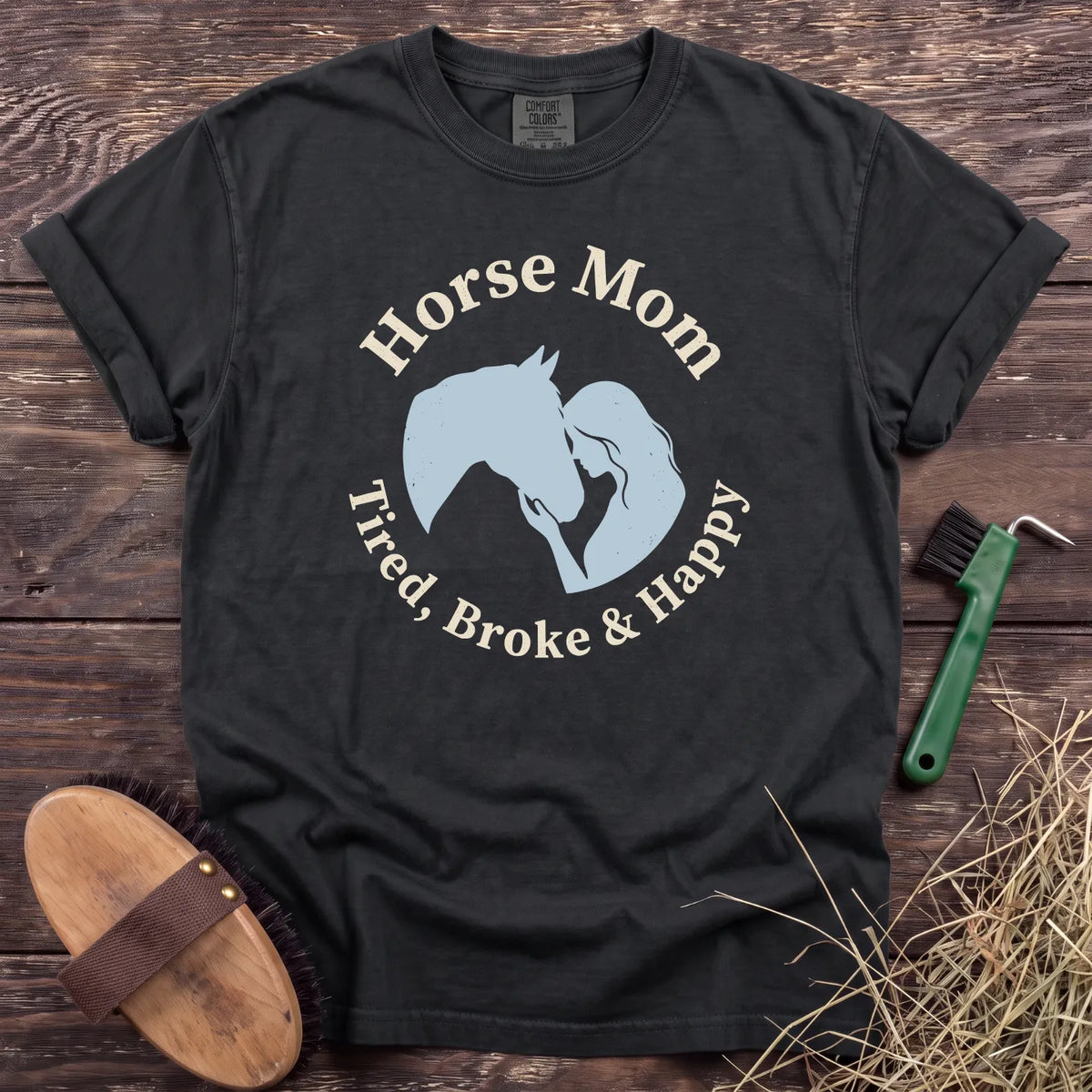 Horse Mom T-Shirt in Black [color: Black]