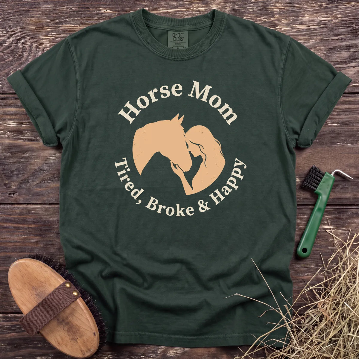 Horse Mom T-Shirt in Moss [color: Moss]