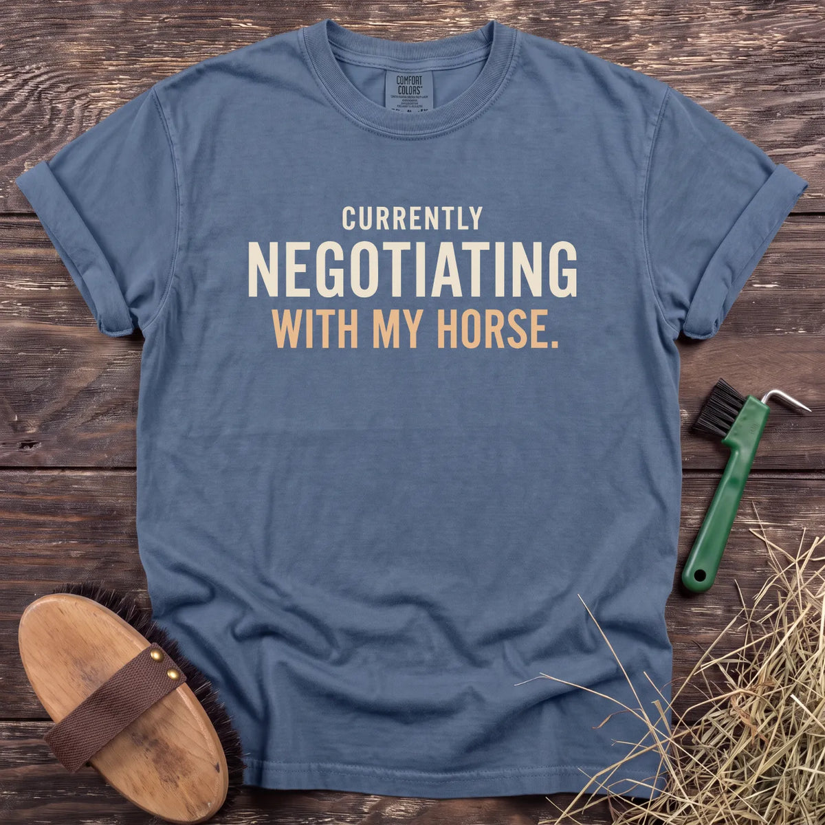Horse Negotiations T-Shirt in Blue Jean [color: Blue Jean]