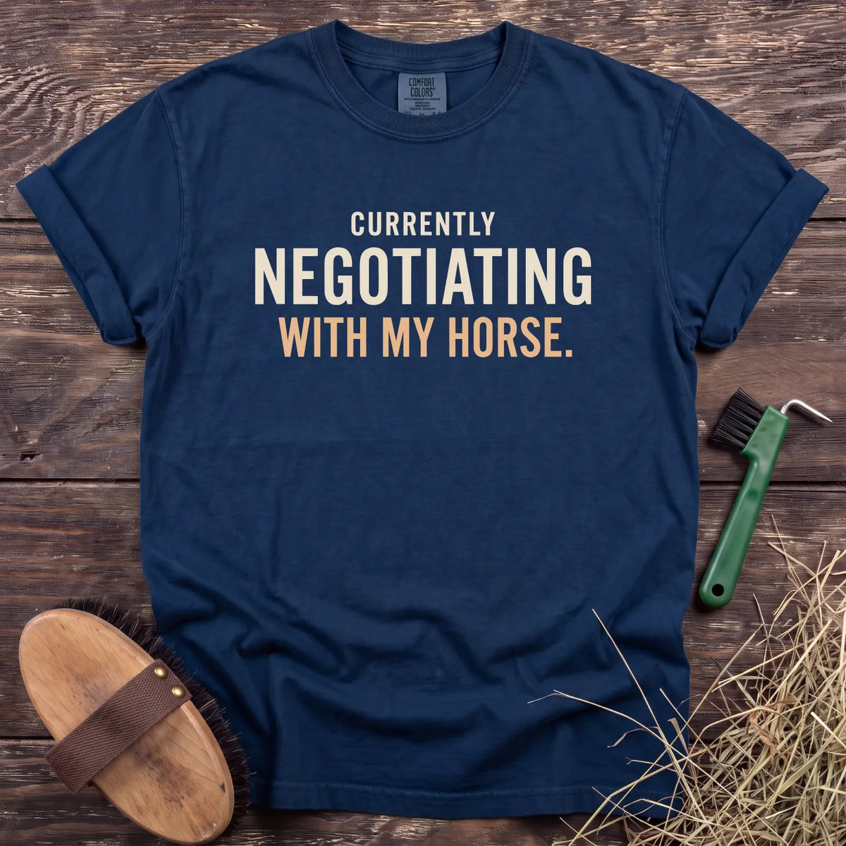 Horse Negotiations T-Shirt in Navy [color: Navy]