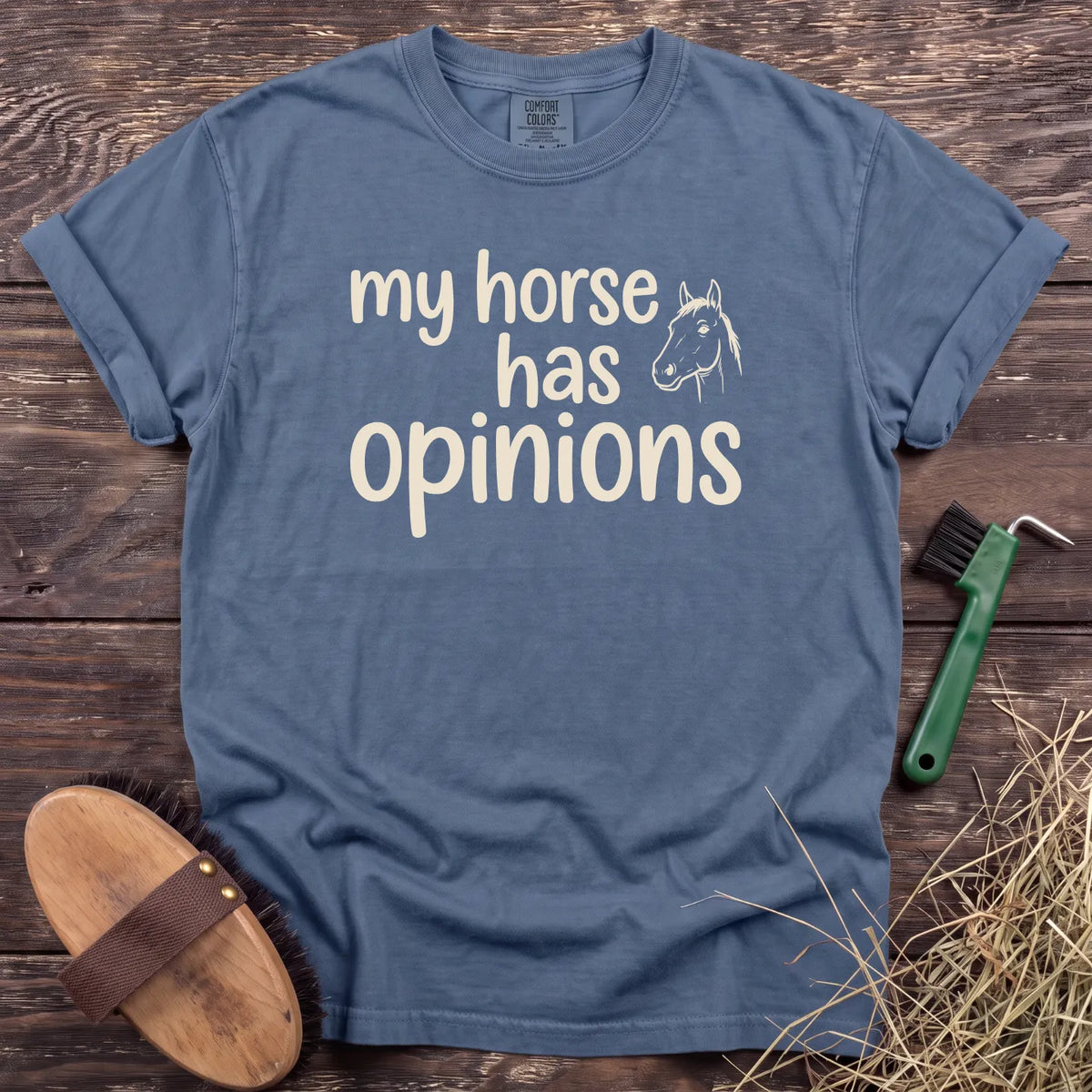 Horse Opinions T-Shirt in Blue Jean [color: Blue Jean]