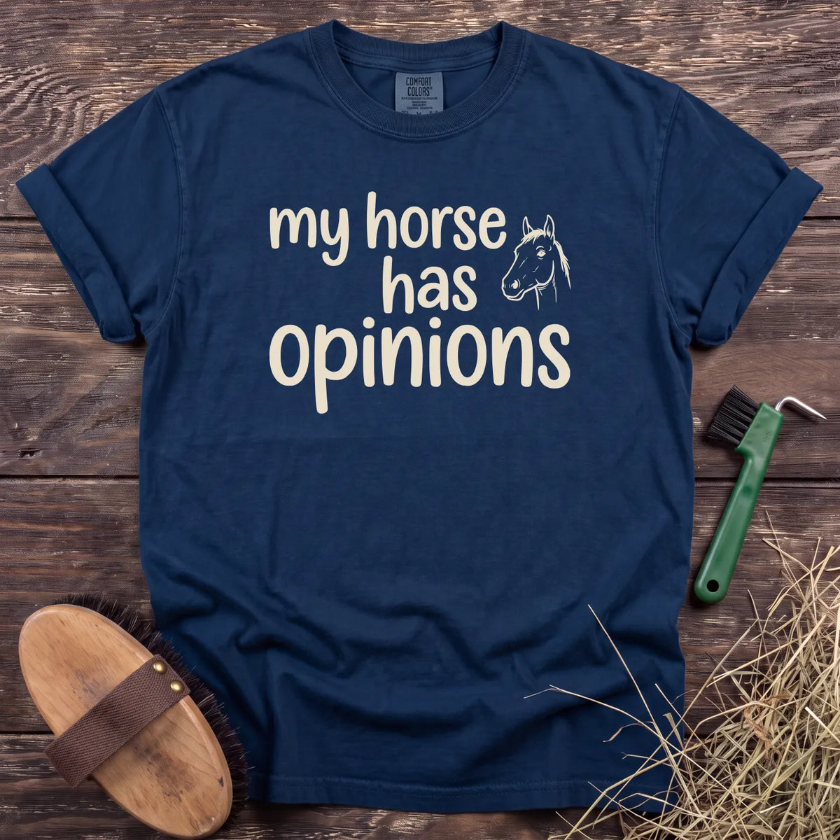 Horse Opinions T-Shirt in Navy [color: Navy]