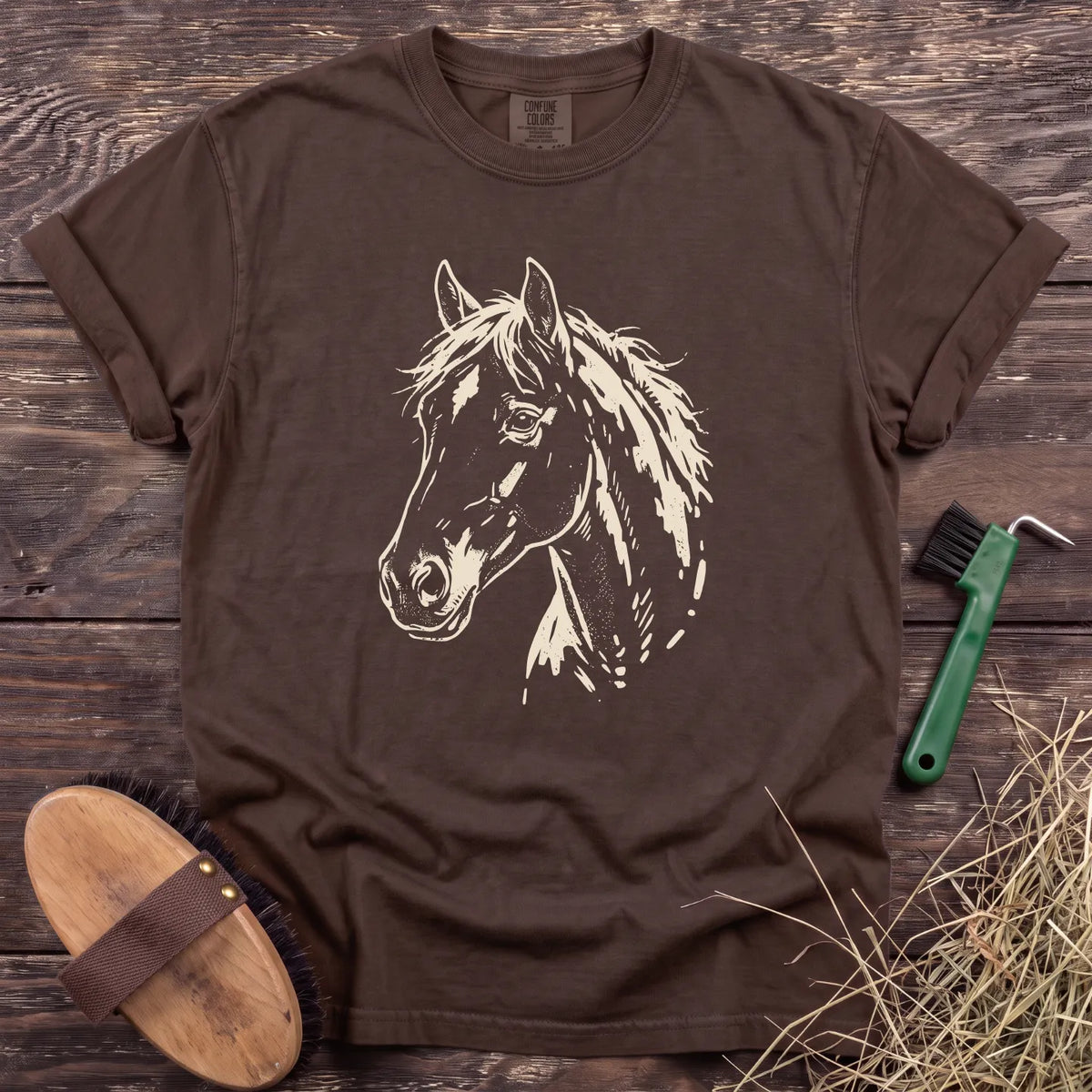 Horse Portrait T-Shirt in Espresso [color: Espresso]