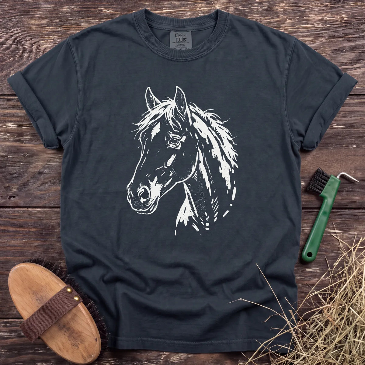 Horse Portrait T-Shirt in Graphite [color: Graphite]