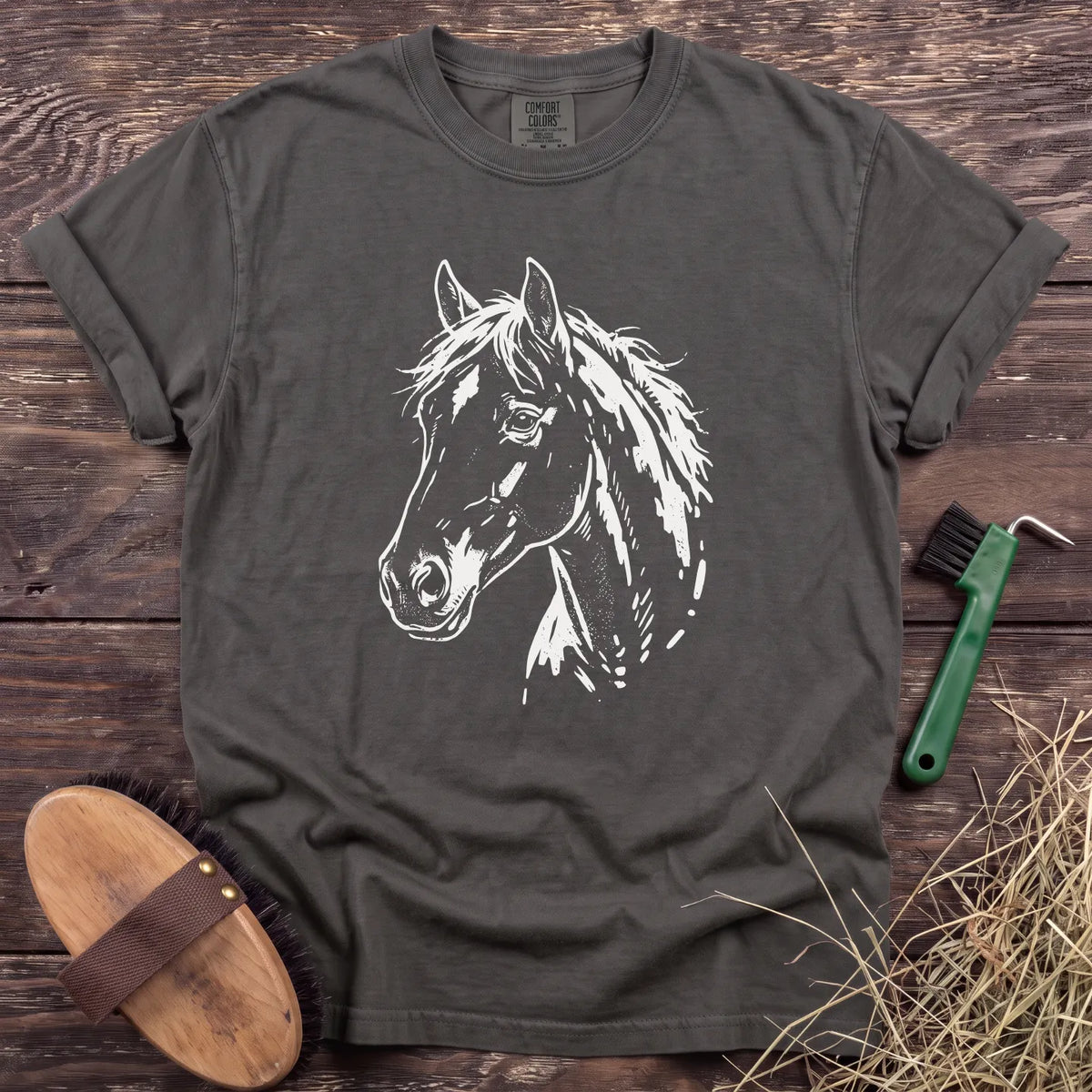 Horse Portrait T-Shirt in Pepper [color: Pepper]