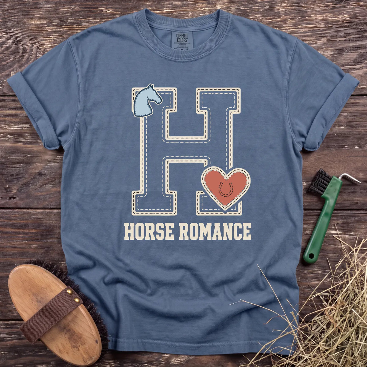 Horse Romance T-Shirt in Blue Jean [color: Blue Jean]
